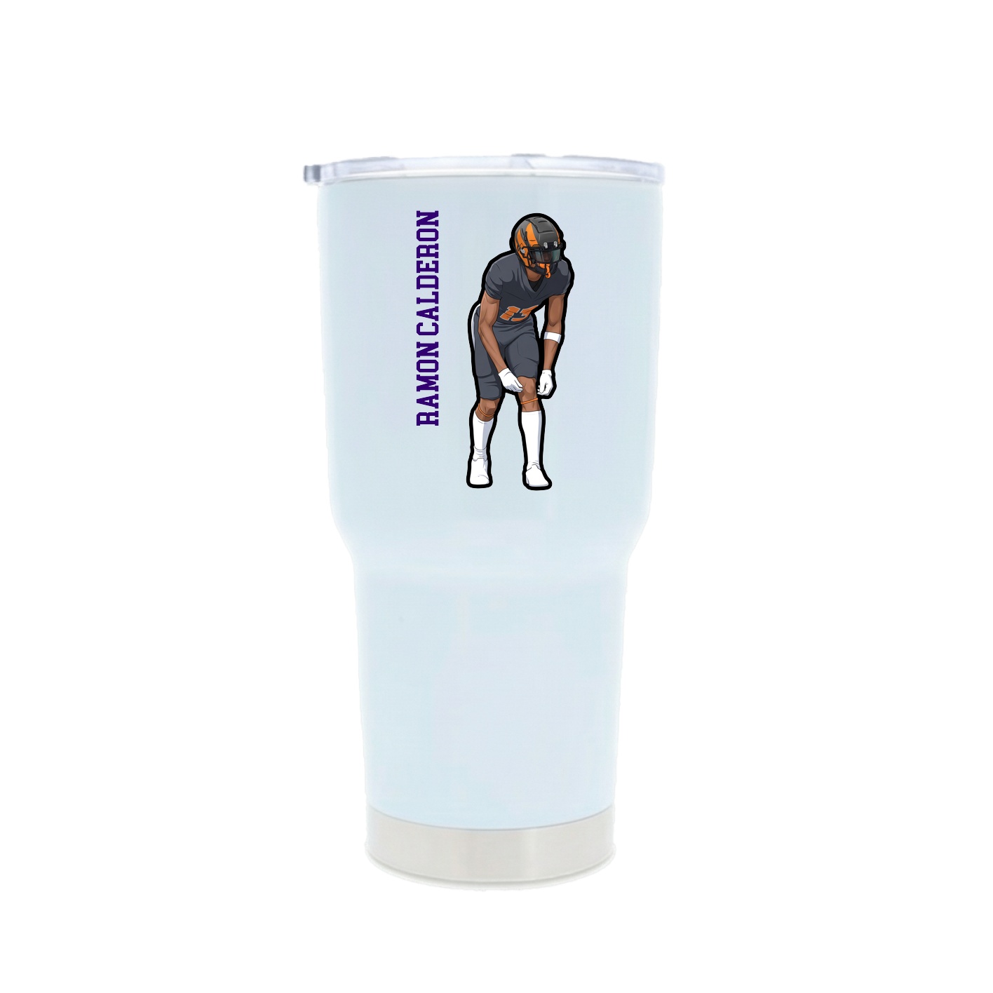 30oz Stainless Steel Tumbler — Name Vertical in White