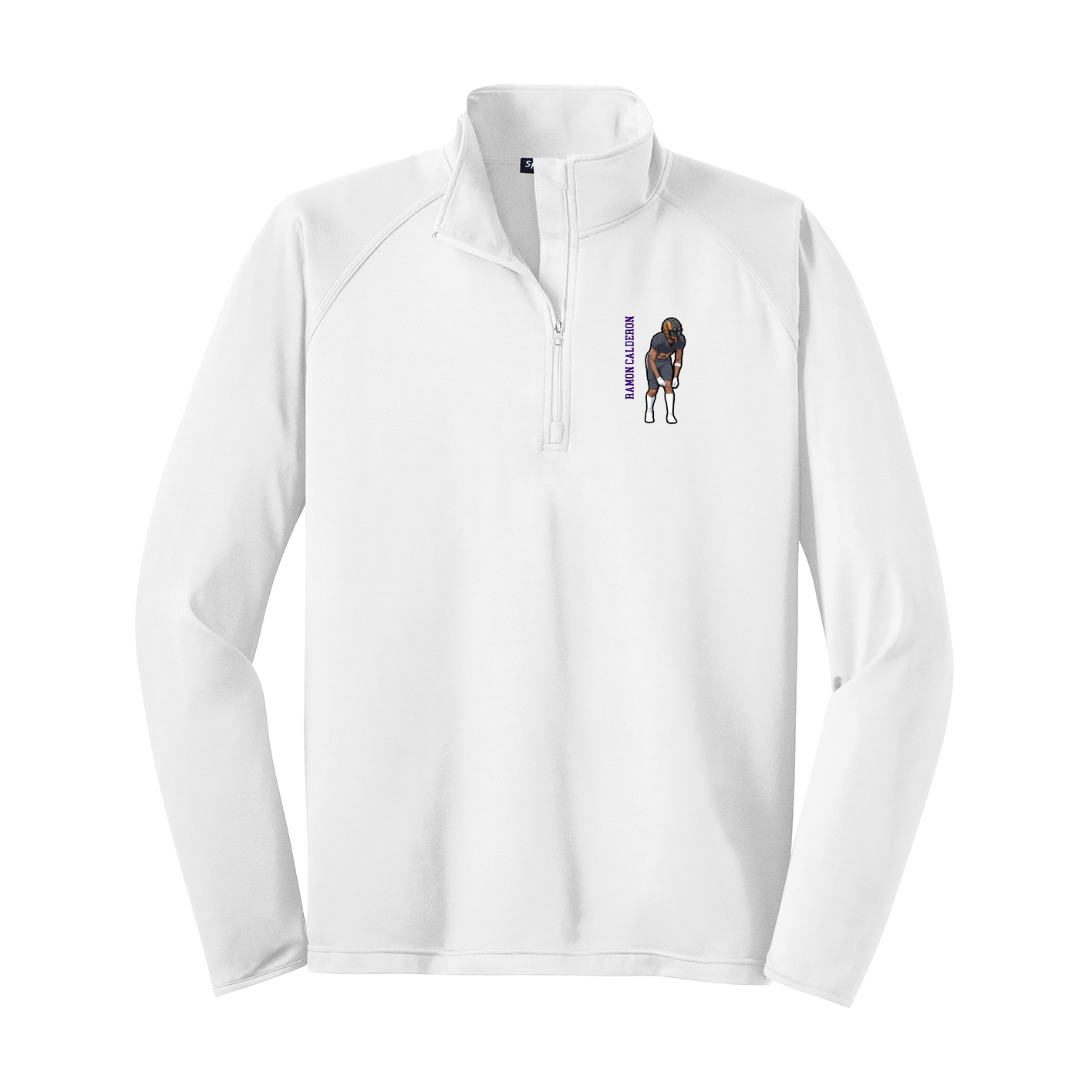 Q-Zip Pullover — Name Vertical in White