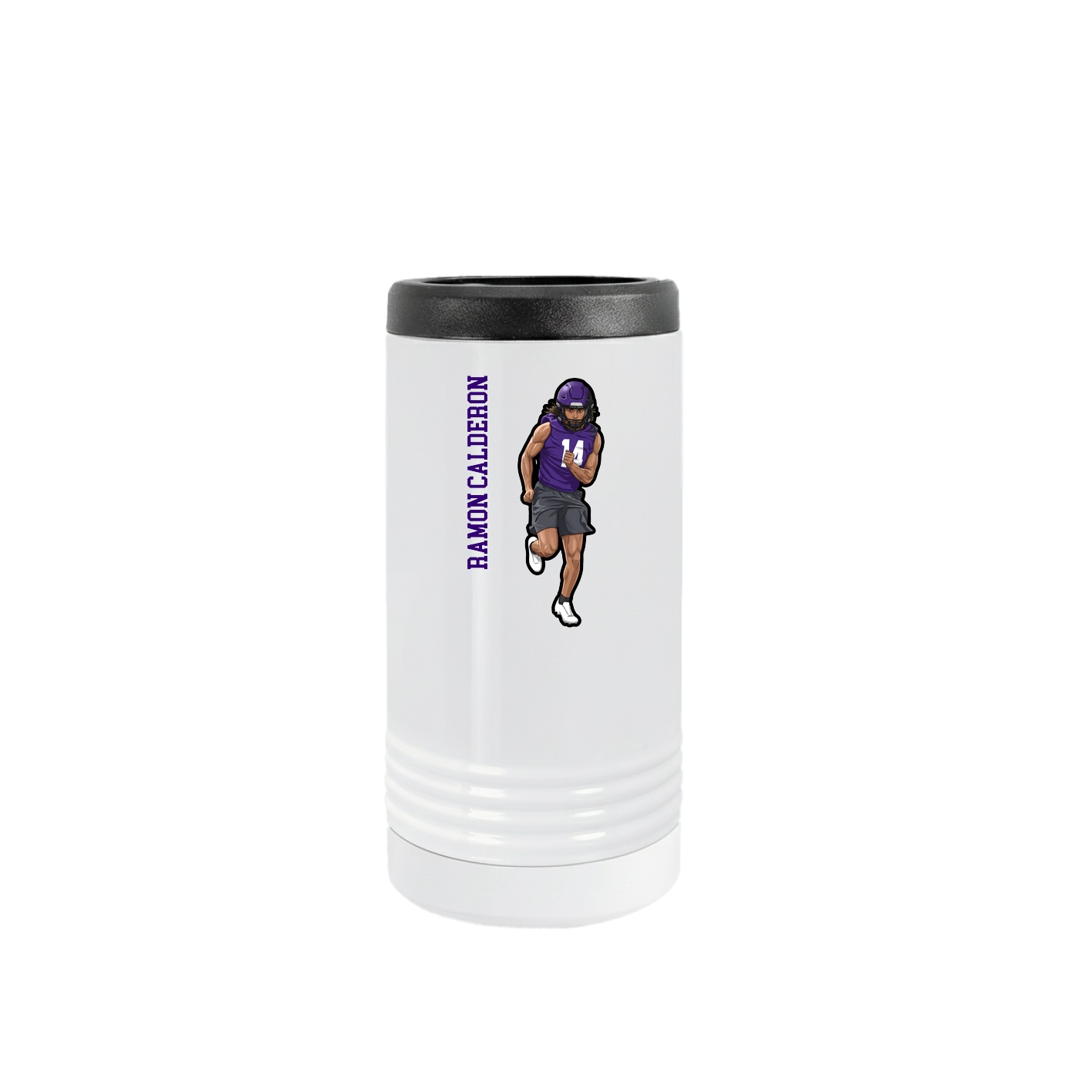 Slim Beverage Holder — Name Vertical in White