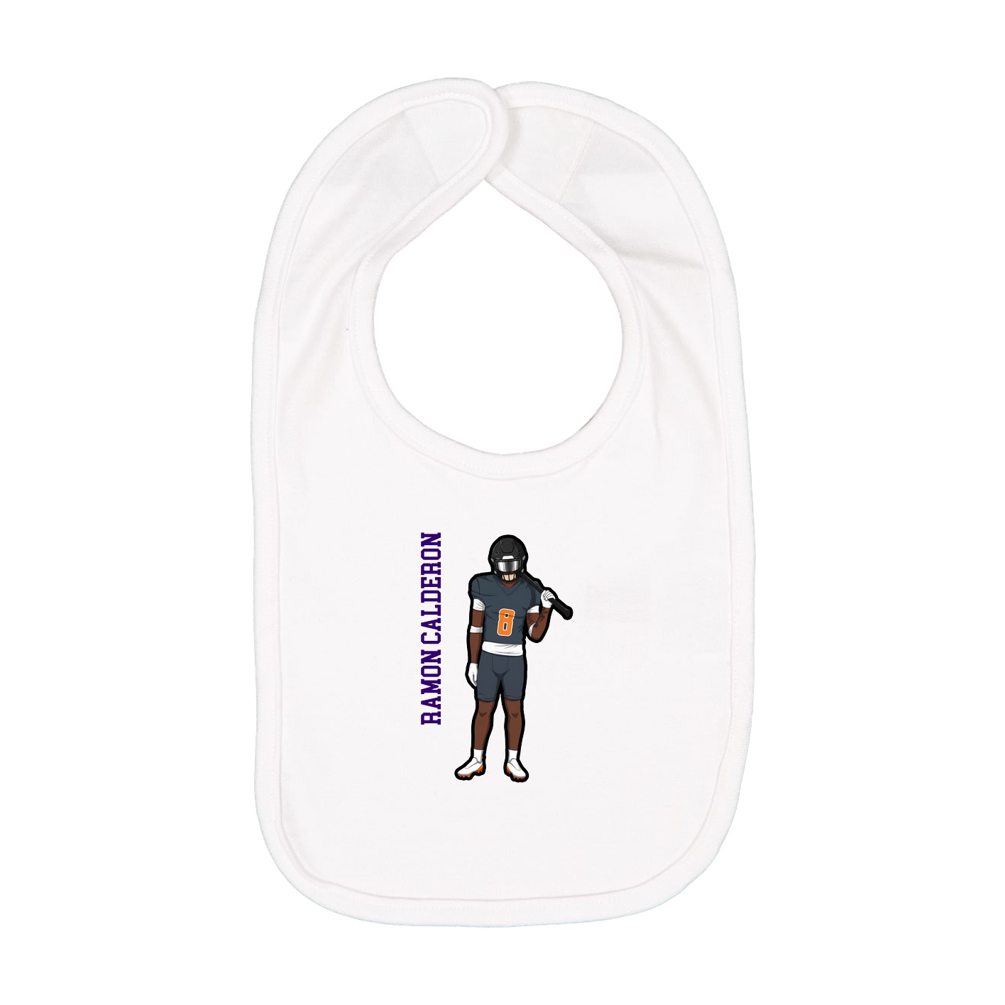 Infant Bib — Name Vertical in White
