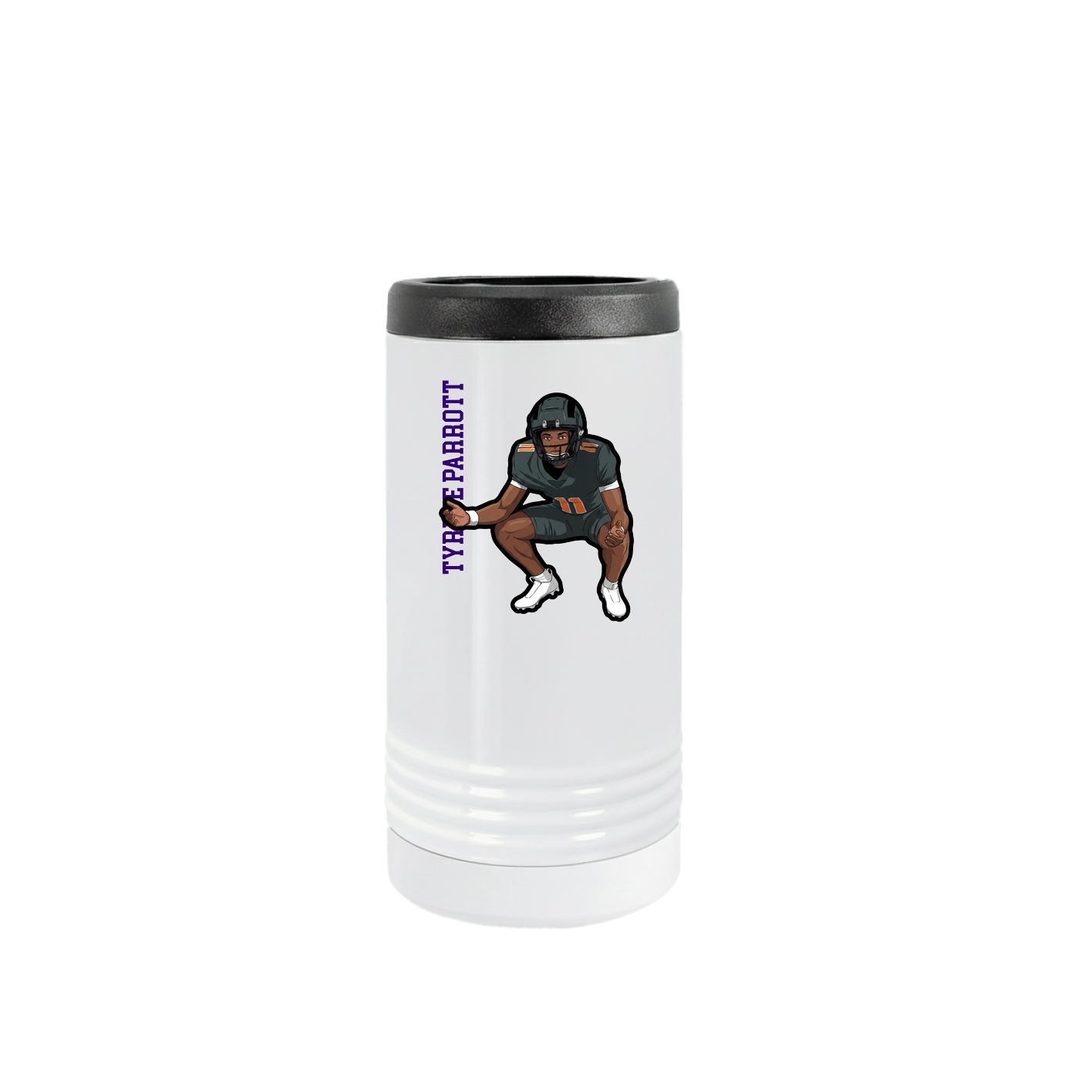 Slim Beverage Holder — Name Vertical in White