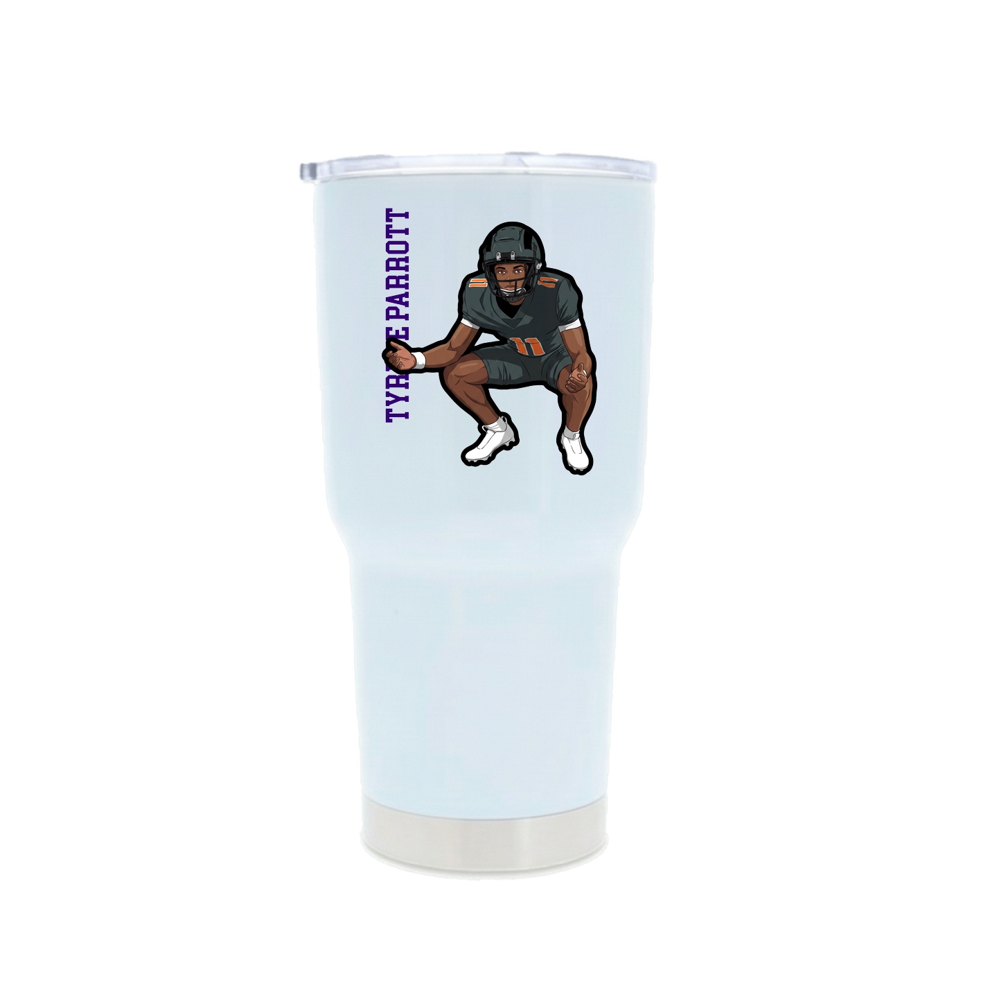 30oz Stainless Steel Tumbler — Name Vertical in White