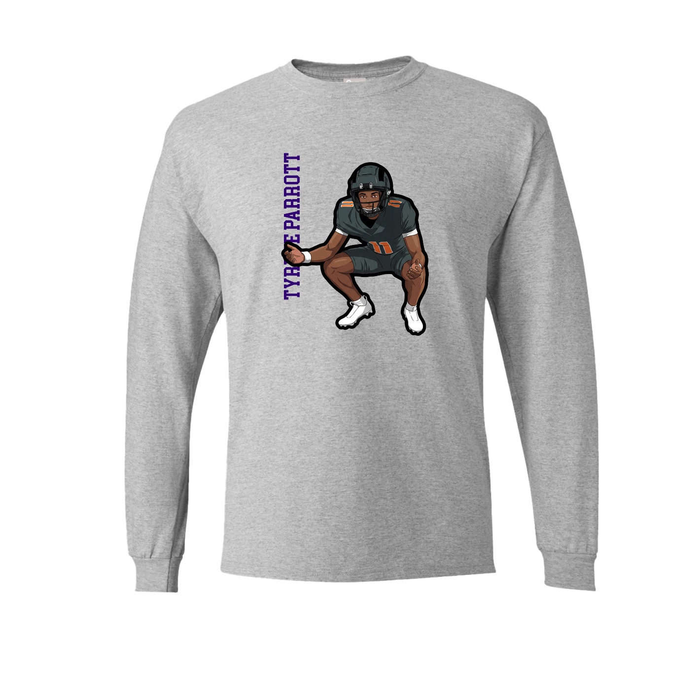 Long Sleeve Tee — Name Vertical in Grey