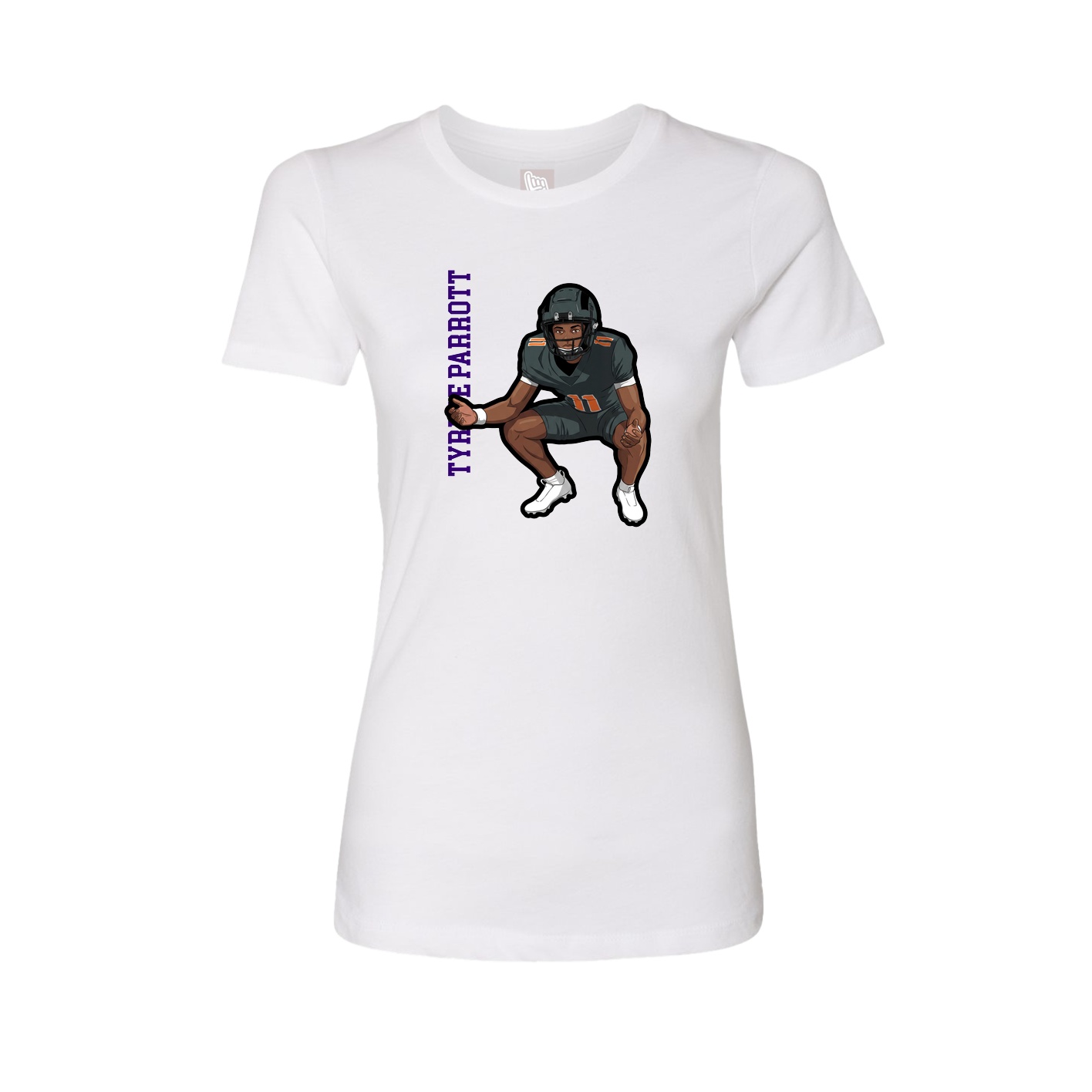 Fitted Women's Tee — Name Vertical in White