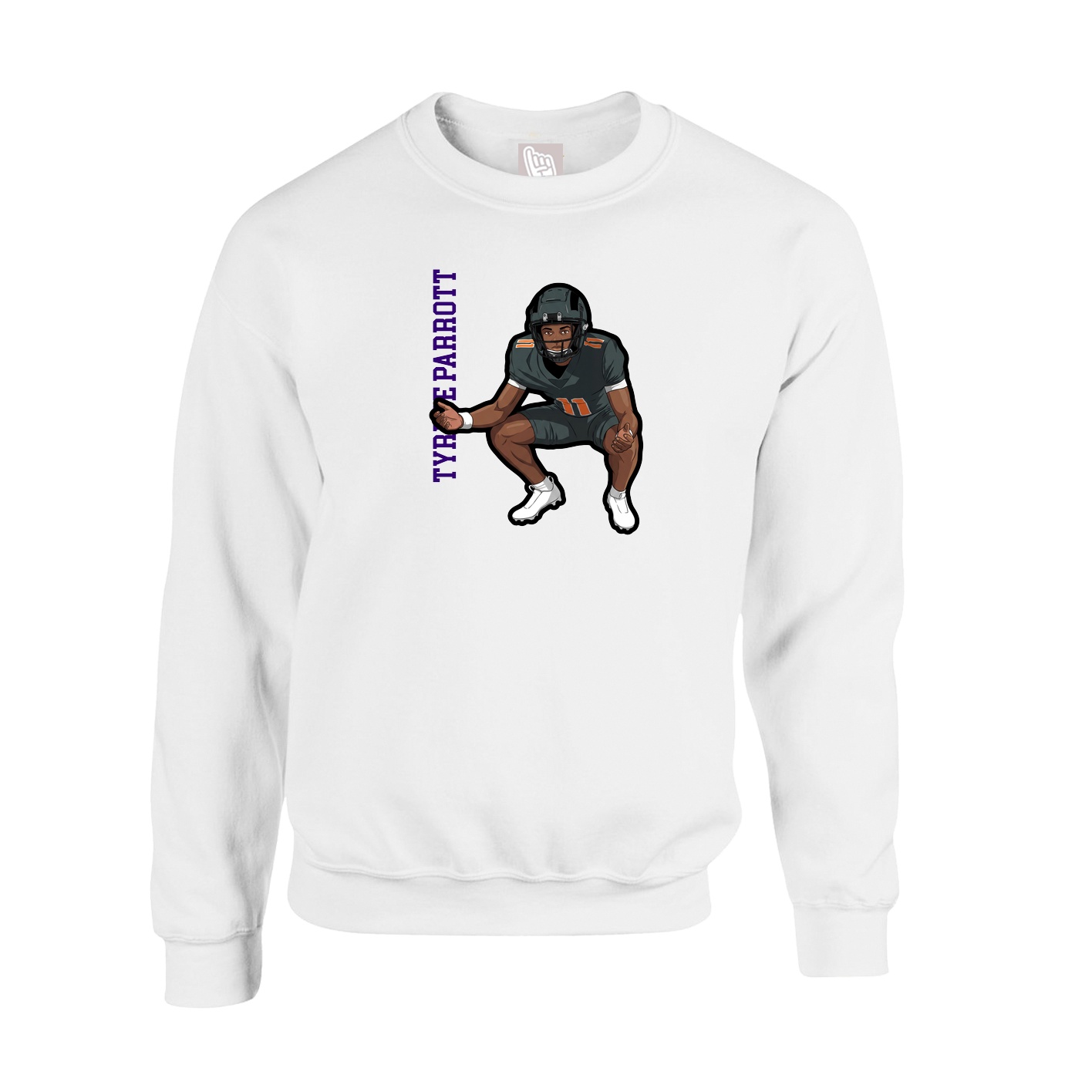 Fleece Crew — Name Vertical in White
