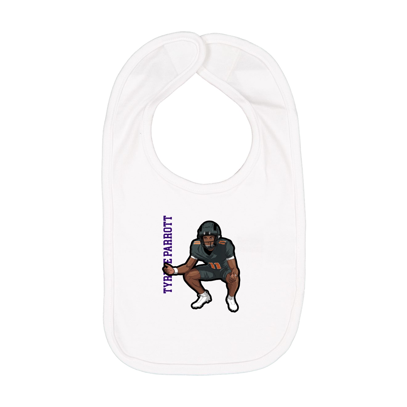 Infant Bib — Name Vertical in White