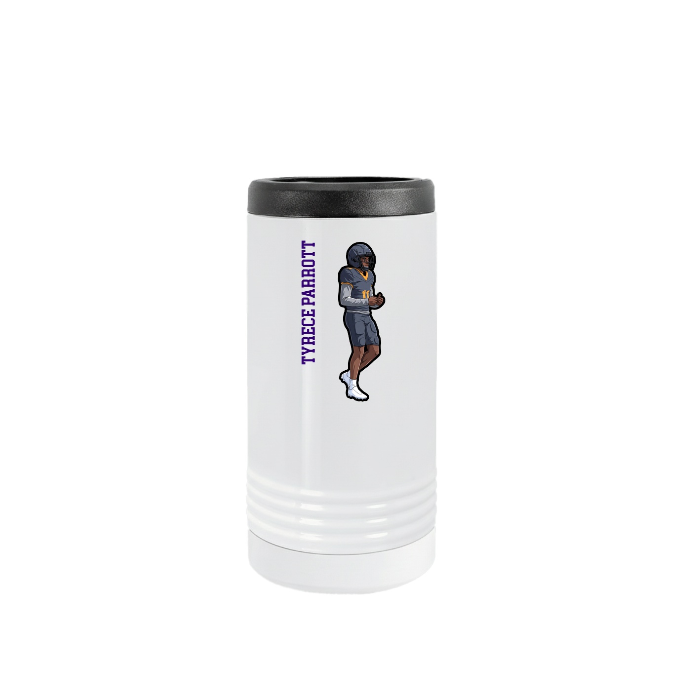 Slim Beverage Holder — Name Vertical in White