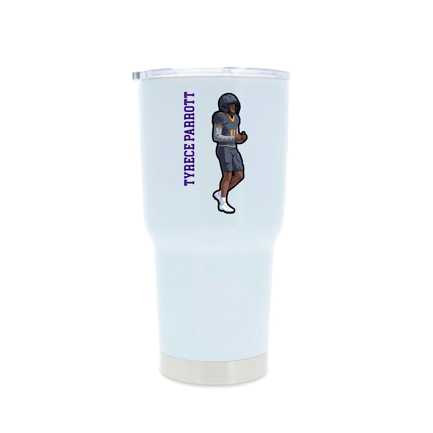 30oz Stainless Steel Tumbler — Name Vertical in White
