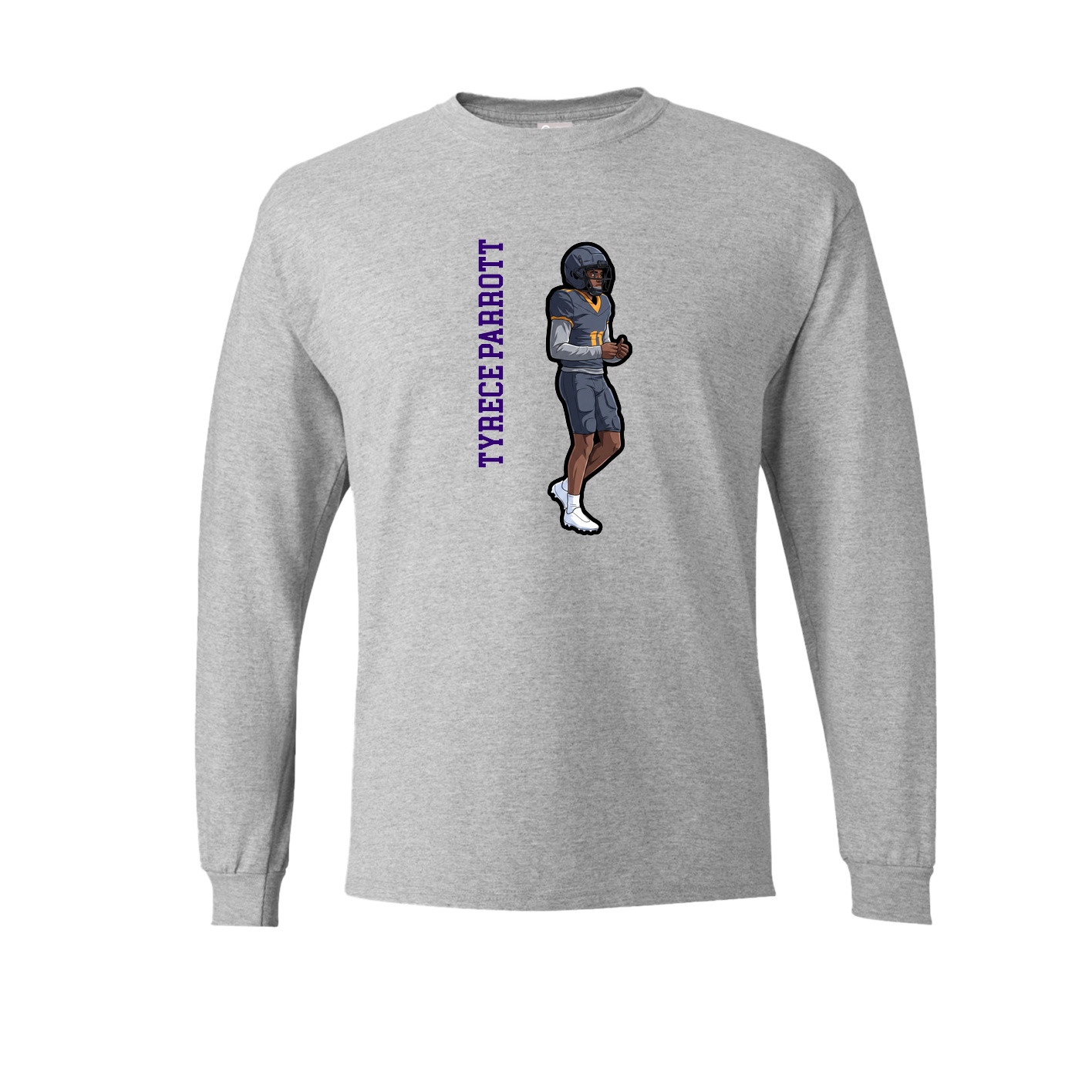 Long Sleeve Tee — Name Vertical in Grey
