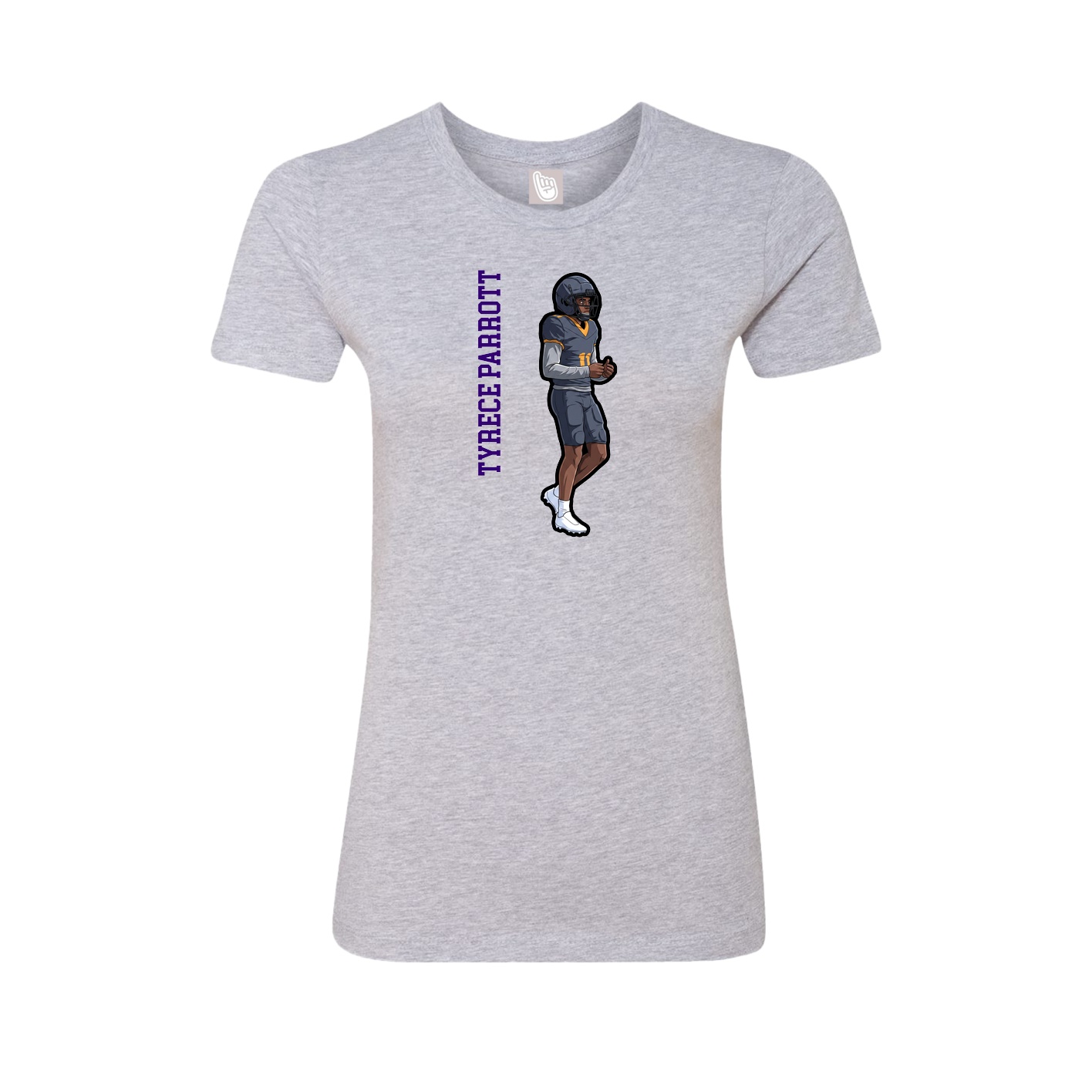 Womens Tee — Name Vertical in Grey