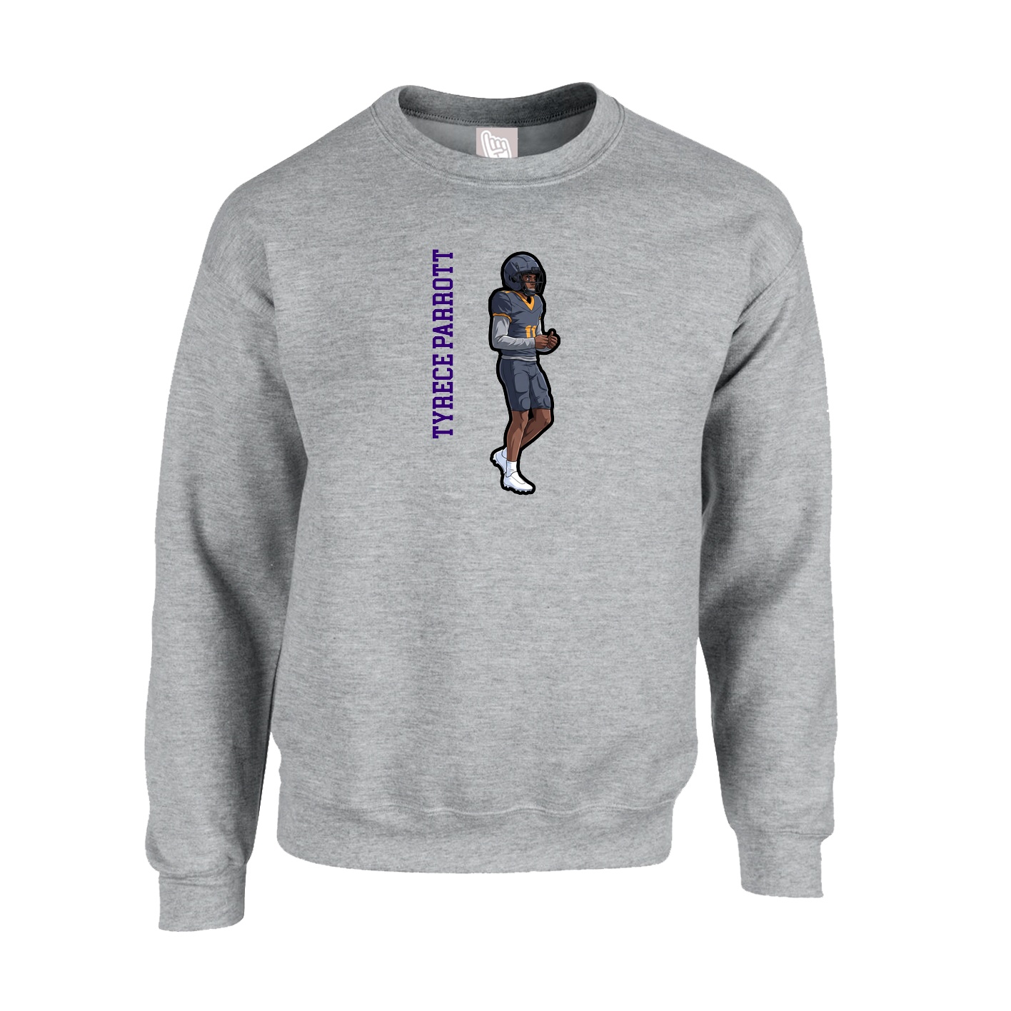 Fleece Crew — Name Vertical in Grey