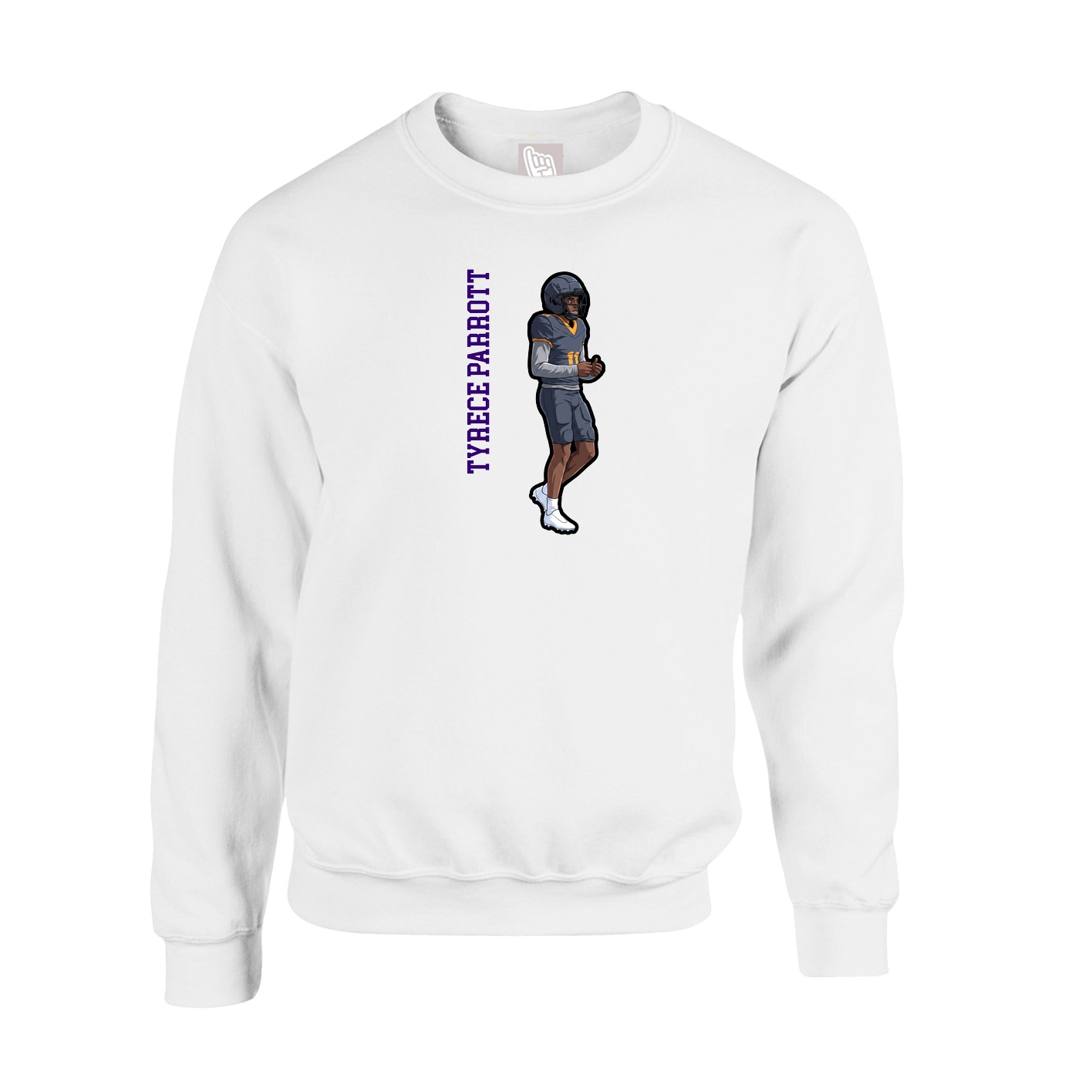 Fleece Crew — Name Vertical in White