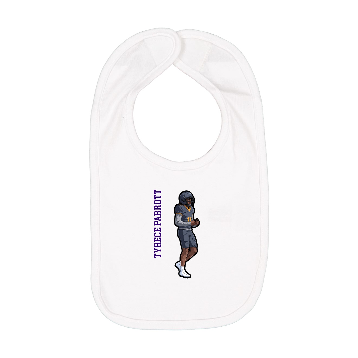 Infant Bib — Name Vertical in White