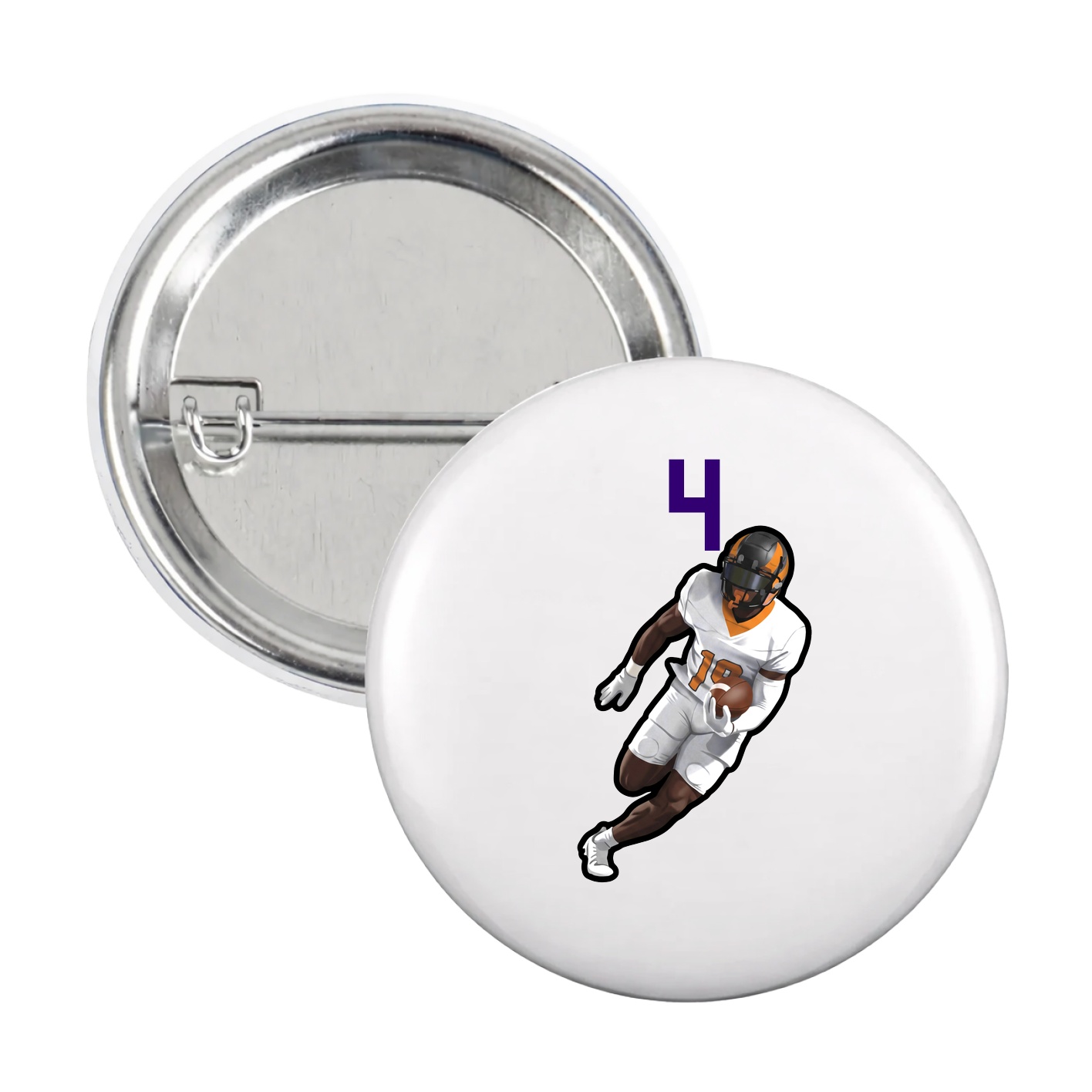 Game Day Button — Number Top in White