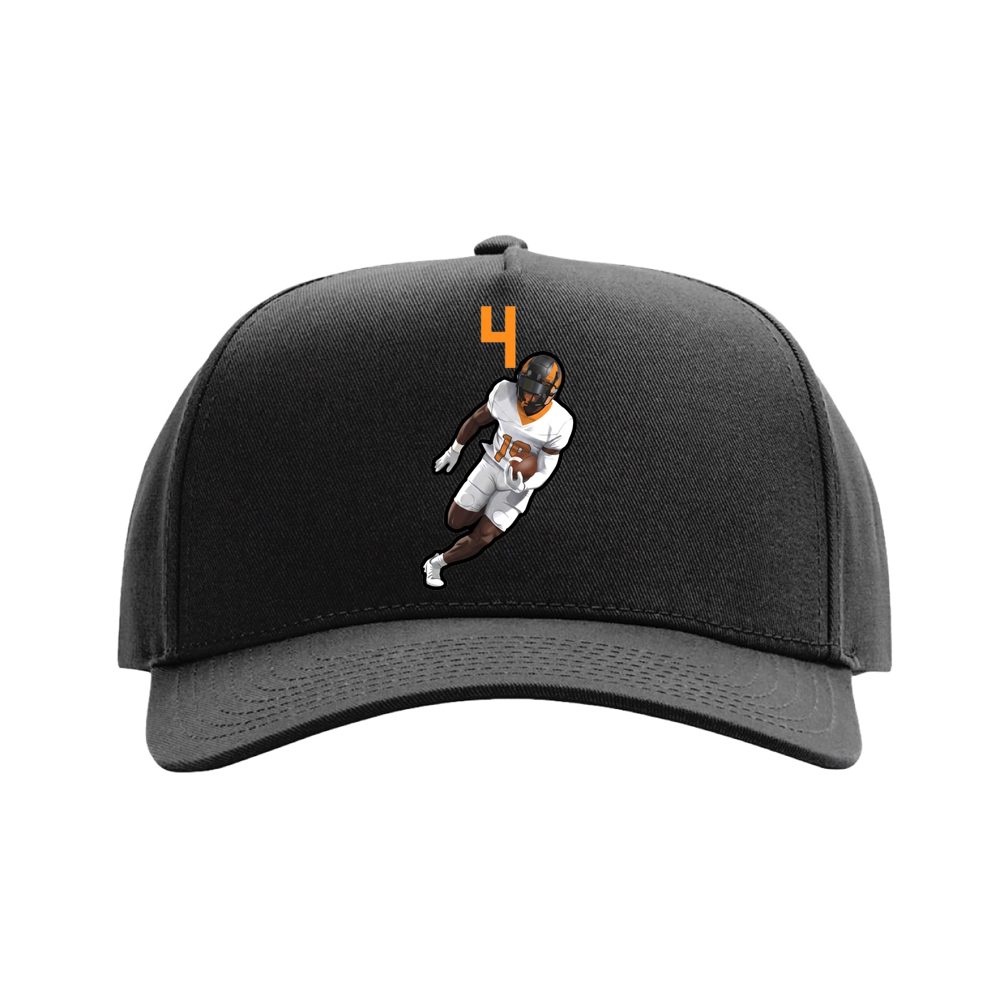 Full Fabric Five-Panel Champ Cap — Number Top in Black