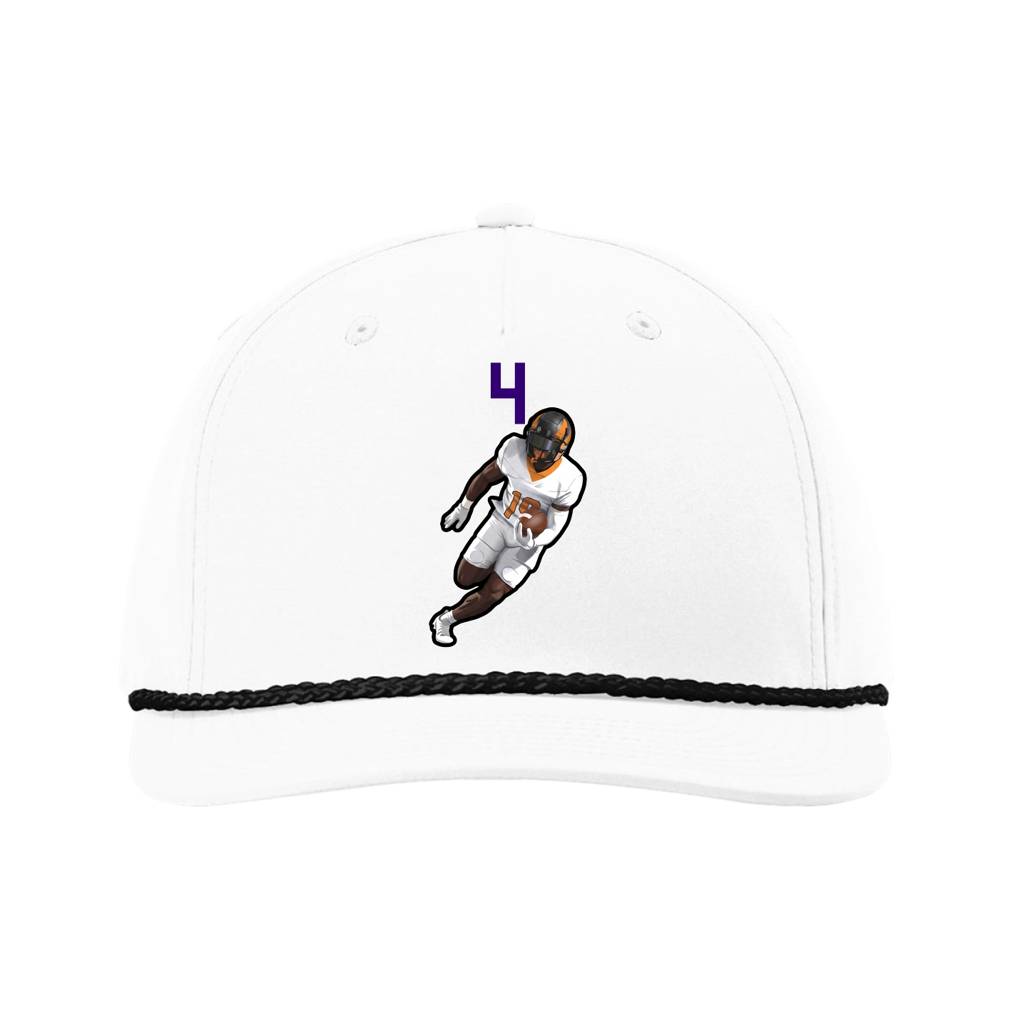 Five-Panel Classic Rope Cap — Number Top in White