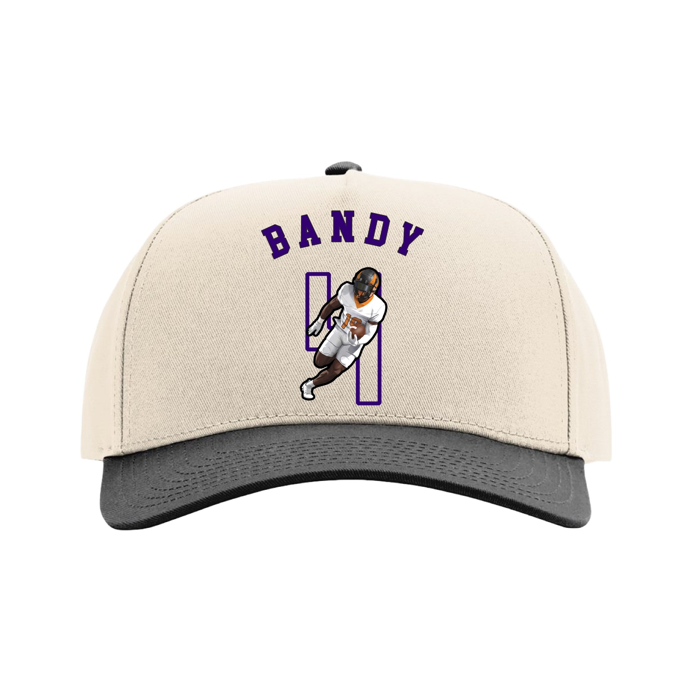 Full Fabric Five-Panel Champ Cap — Shirsey Arch in Cream/Black