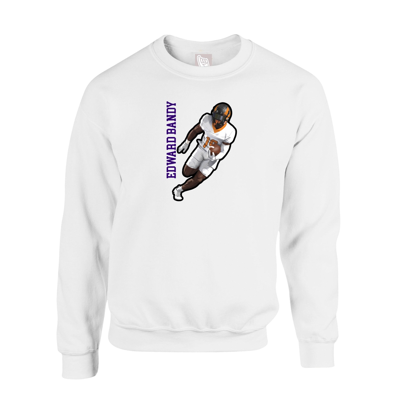 Fleece Crew — Name Vertical in White