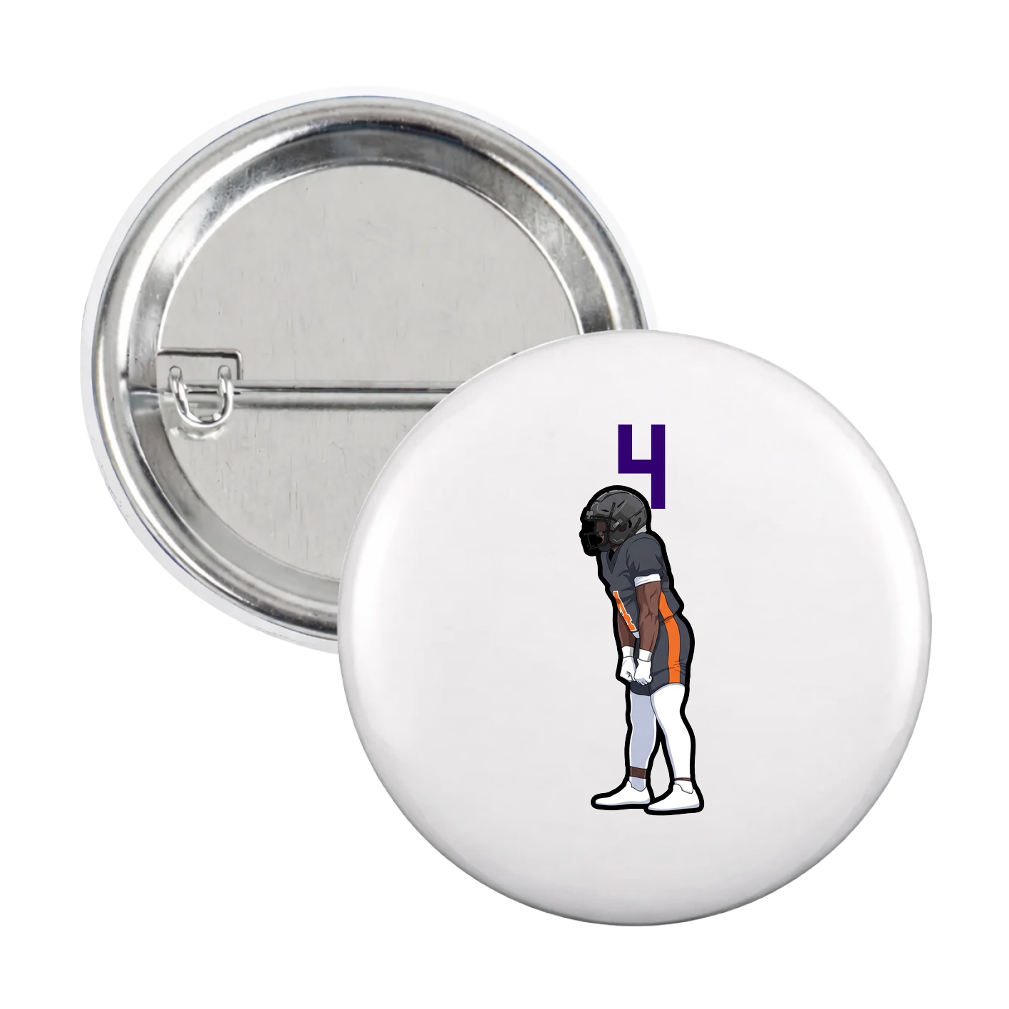 Game Day Button — Number Top in White