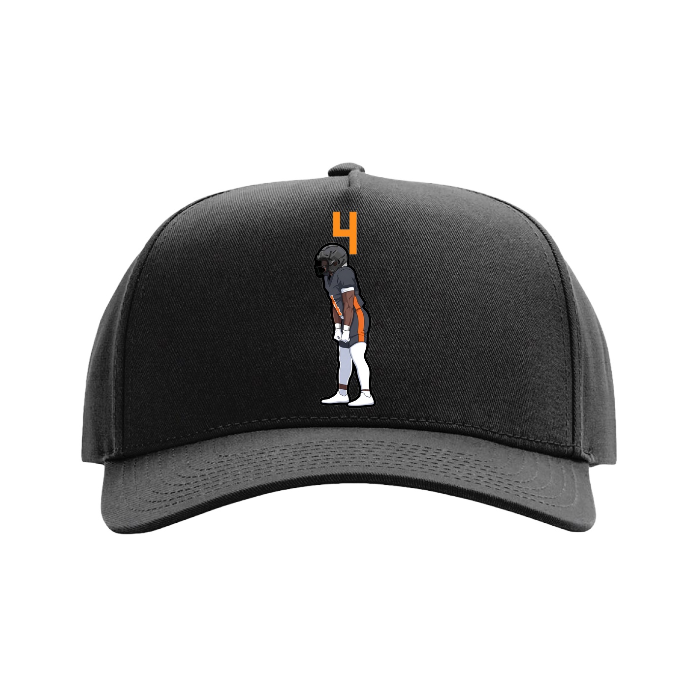 Full Fabric Five-Panel Champ Cap — Number Top in Black