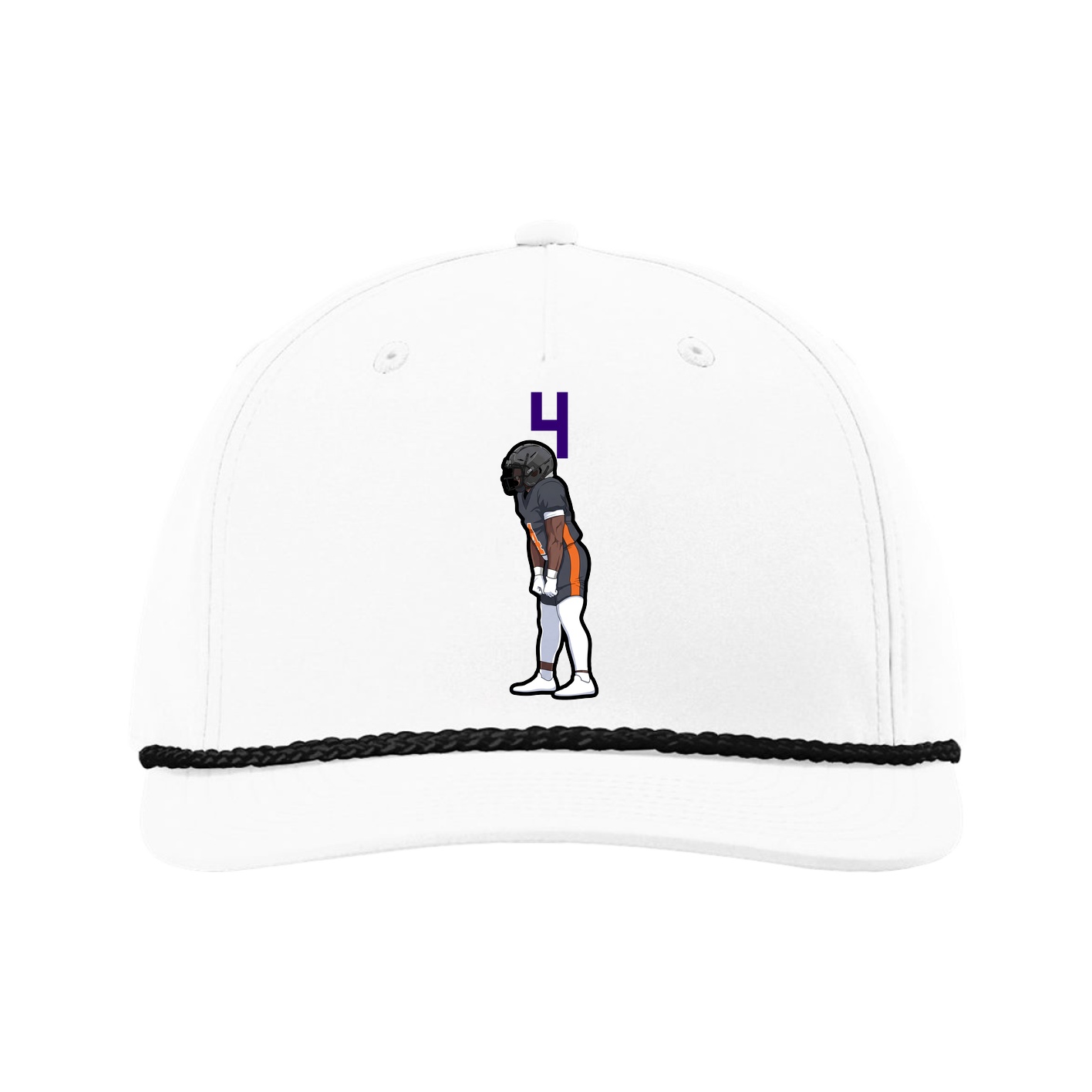 Five-Panel Classic Rope Cap — Number Top in White