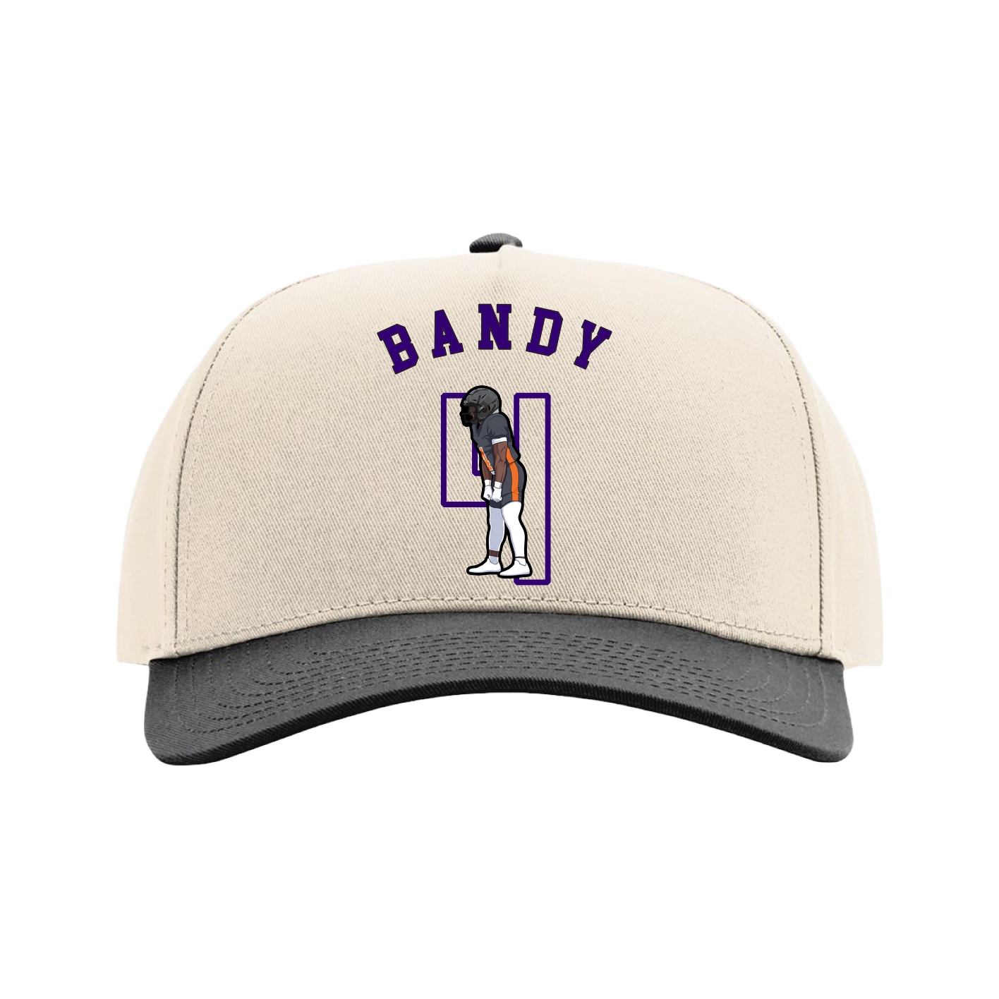 Full Fabric Five-Panel Champ Cap — Shirsey Arch in Cream/Black