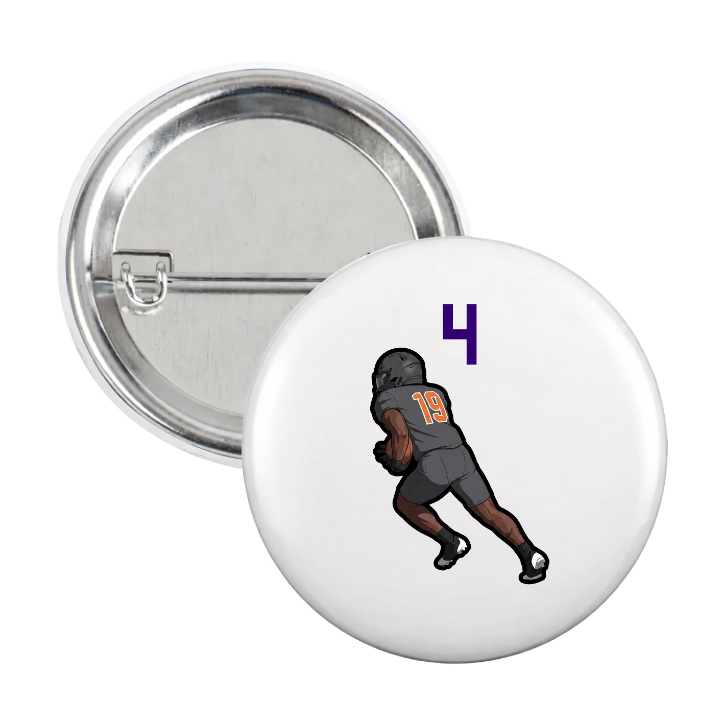Game Day Button — Number Top in White