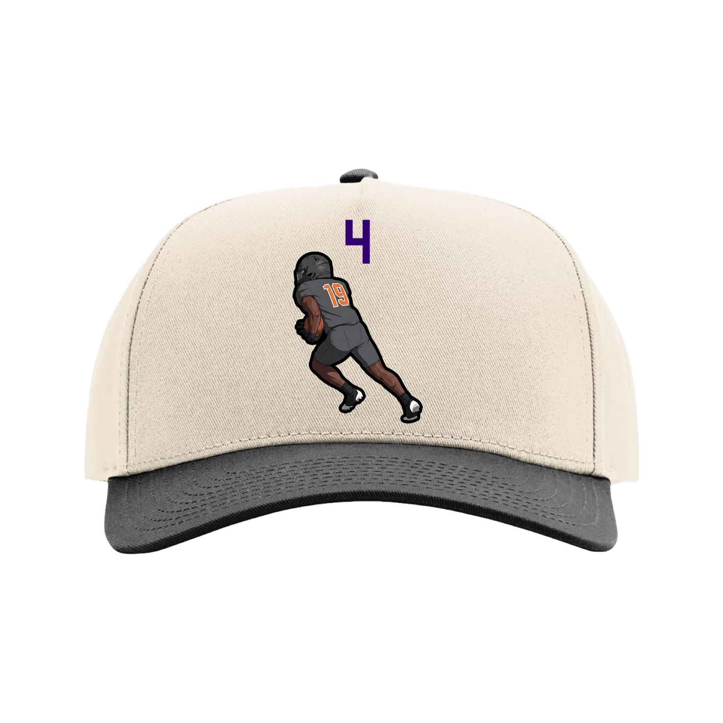 Full Fabric Five-Panel Champ Cap — Number Top in Cream/Black