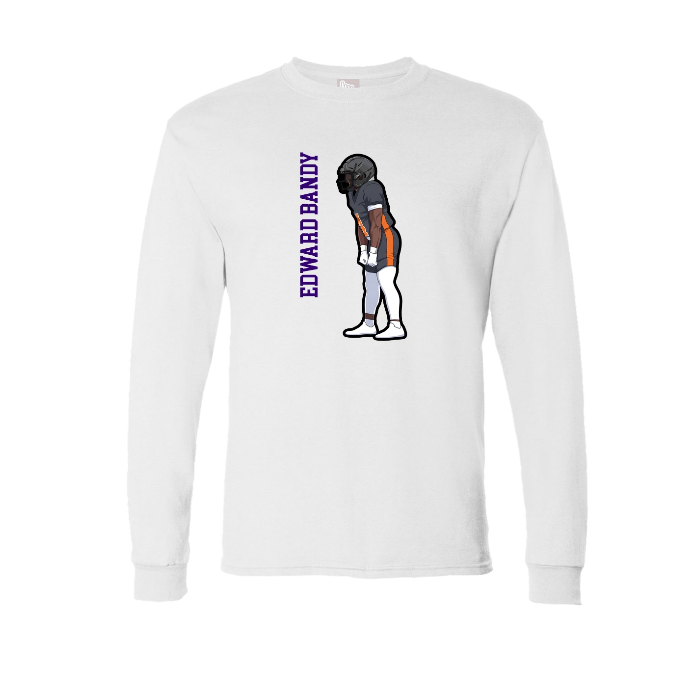 Long Sleeve Tee — Name Vertical in White