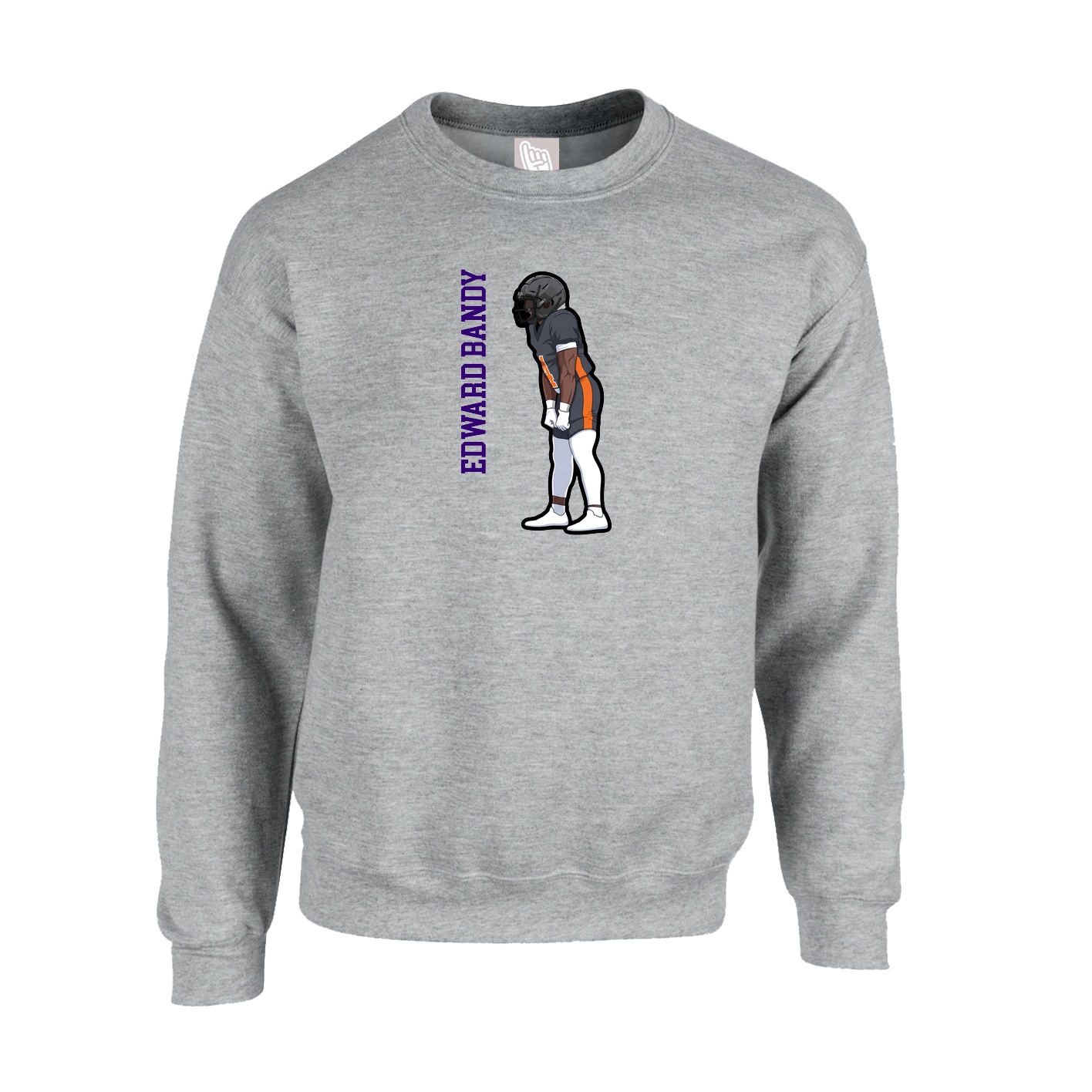 Fleece Crew — Name Vertical in Grey
