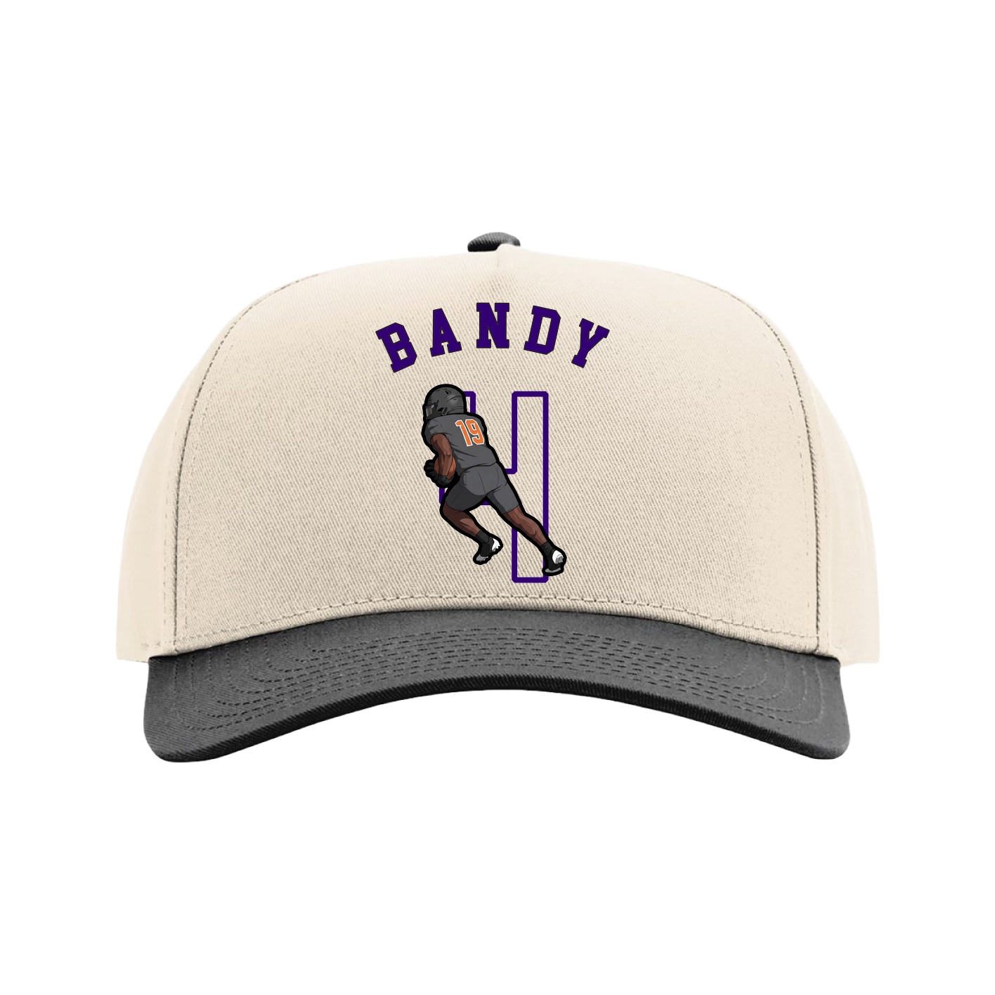 Full Fabric Five-Panel Champ Cap — Shirsey Arch in Cream/Black