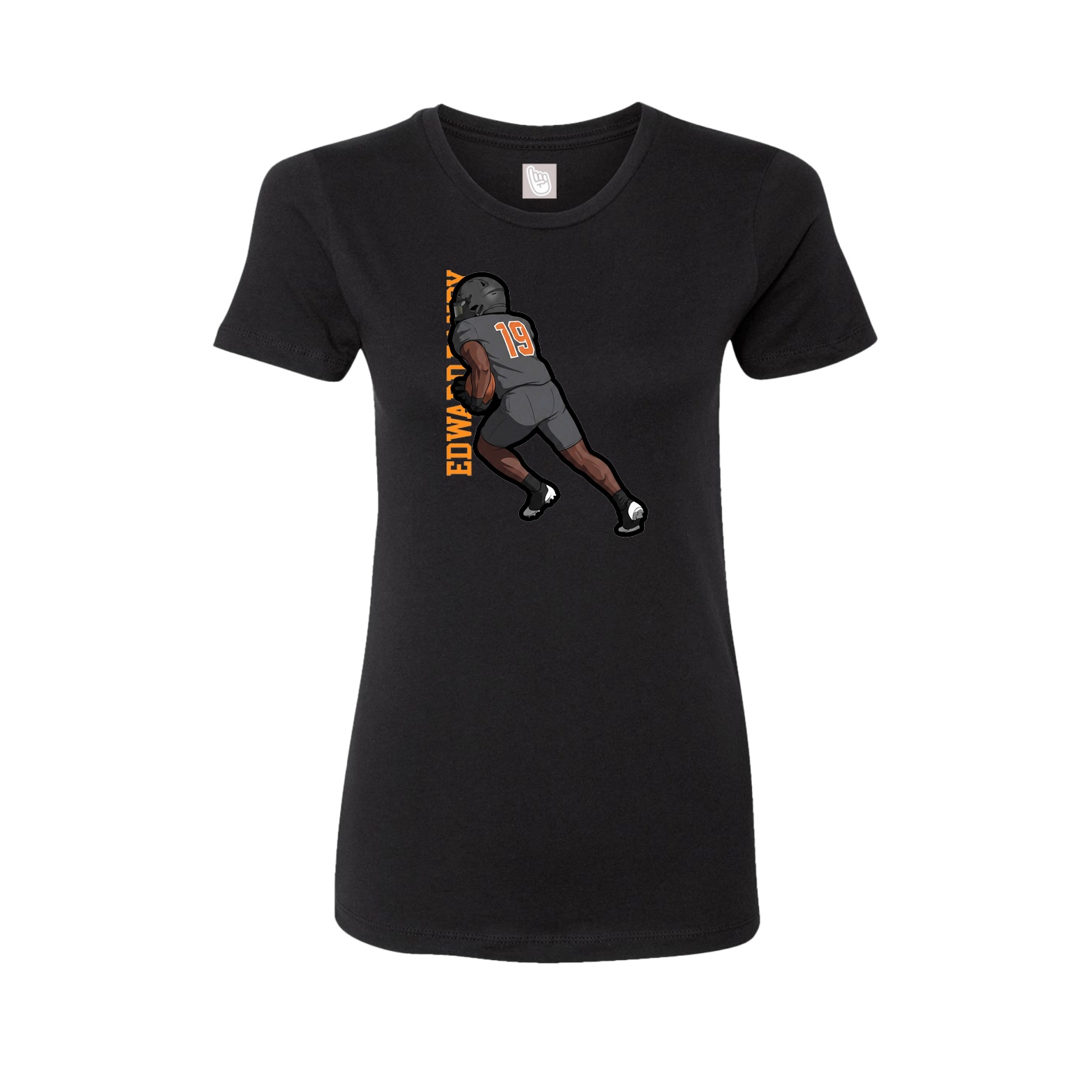Womens Tee — Name Vertical in Black