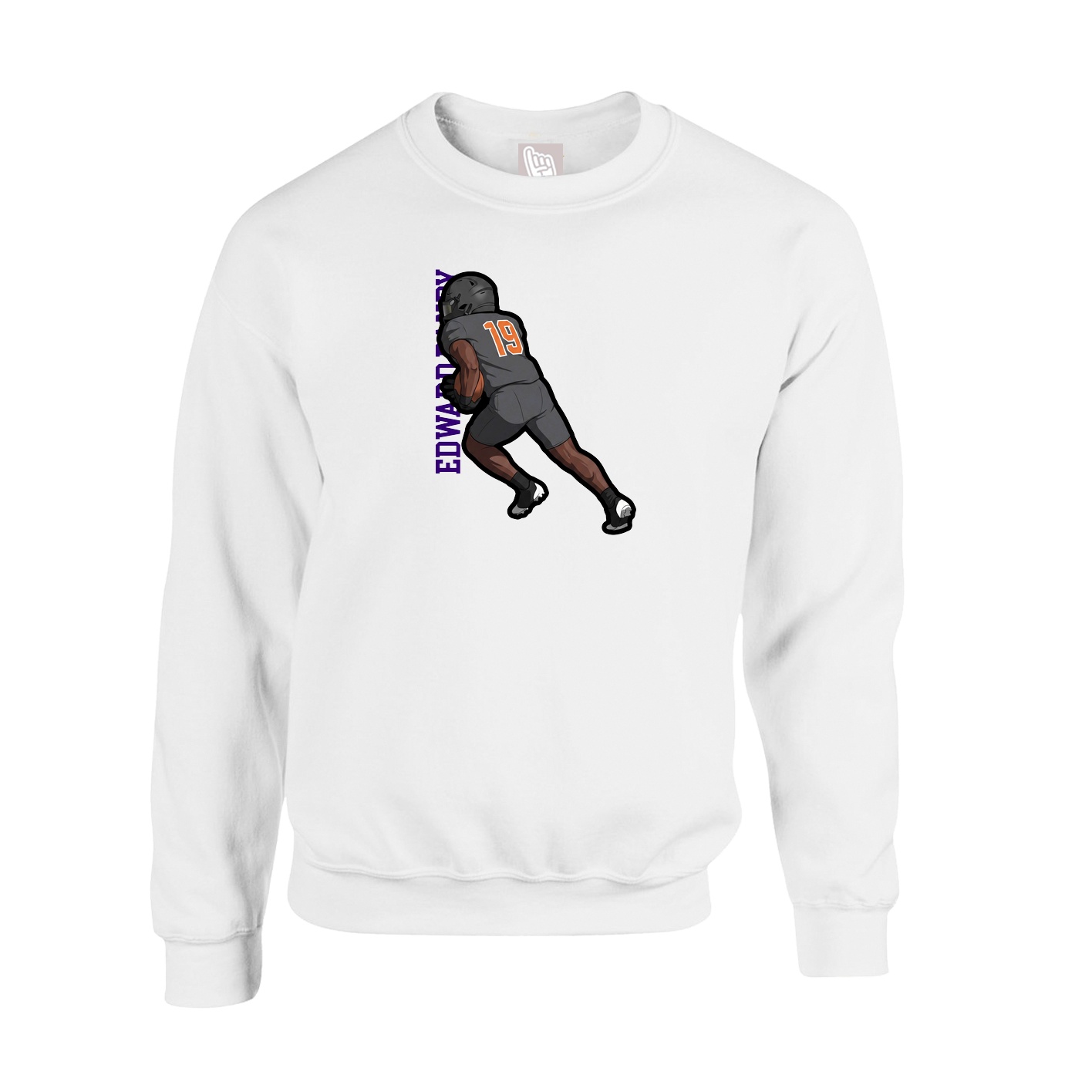 Fleece Crew — Name Vertical in White