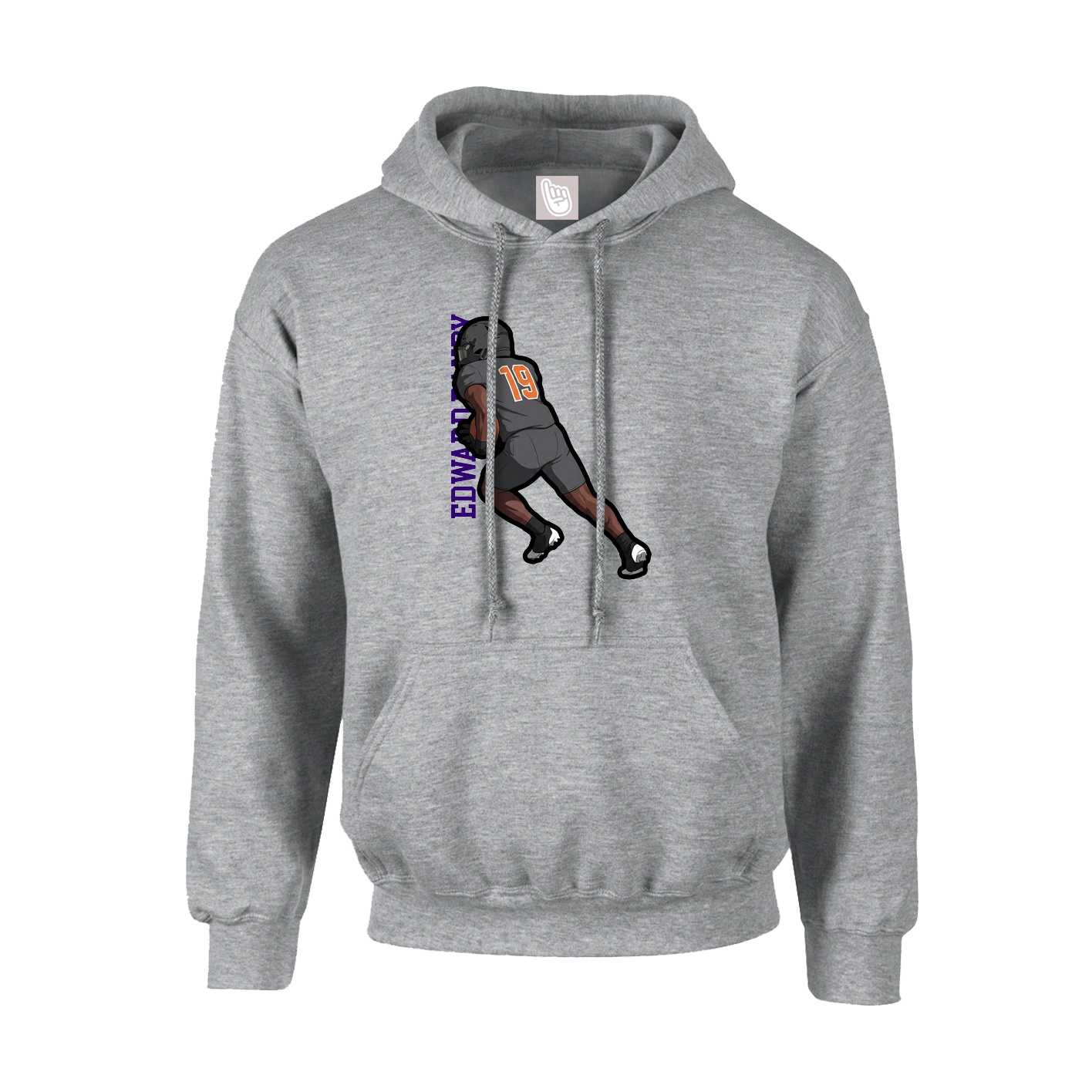 Youth Hoodie — Name Vertical in Grey