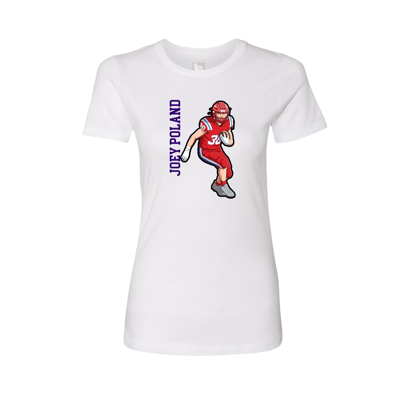 Womens Tee — Name Vertical in White