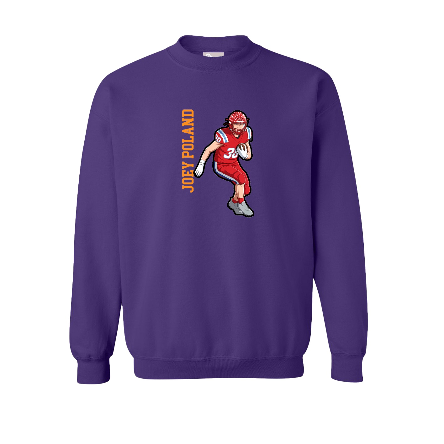 Fleece Crew — Name Vertical in Purple