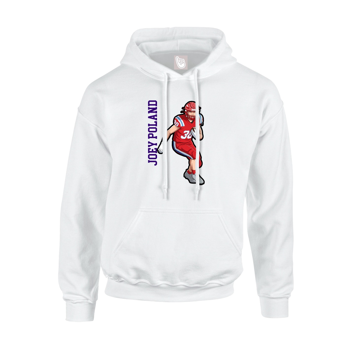 Youth Hoodie — Name Vertical in White