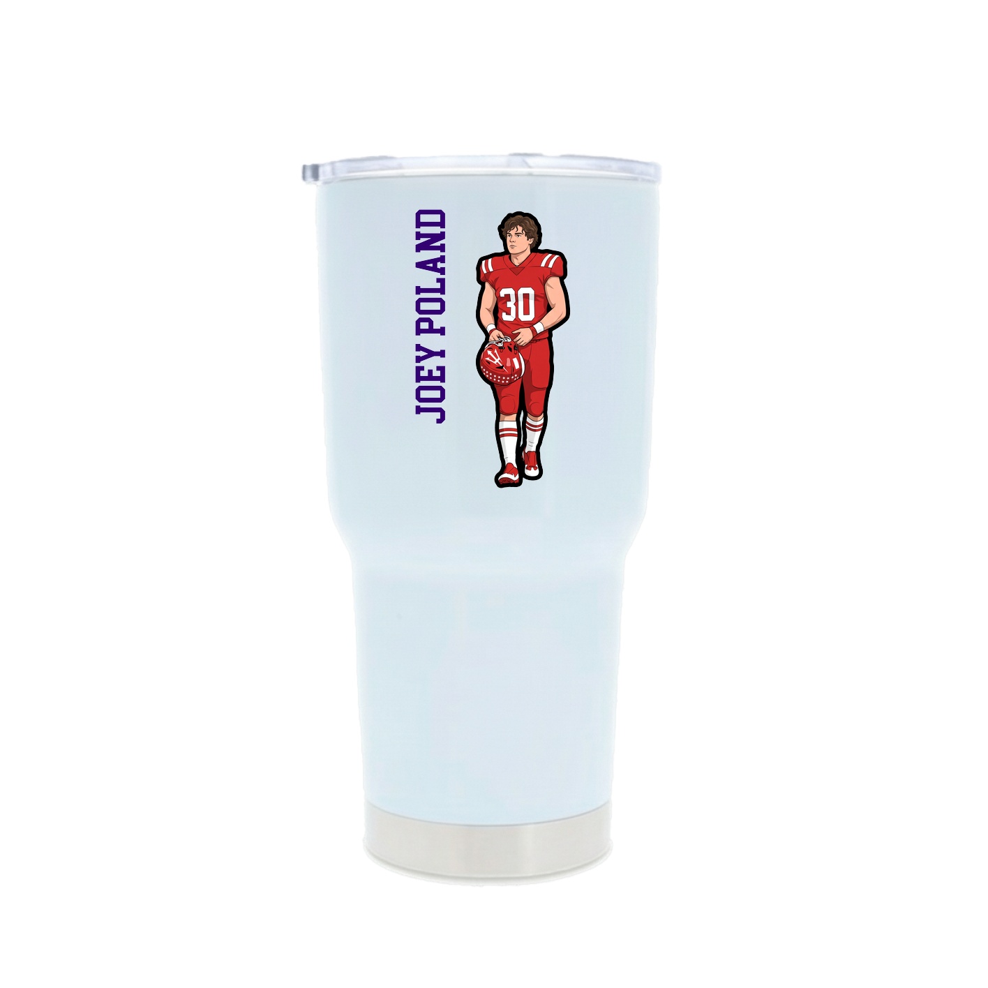 30oz Stainless Steel Tumbler — Name Vertical in White