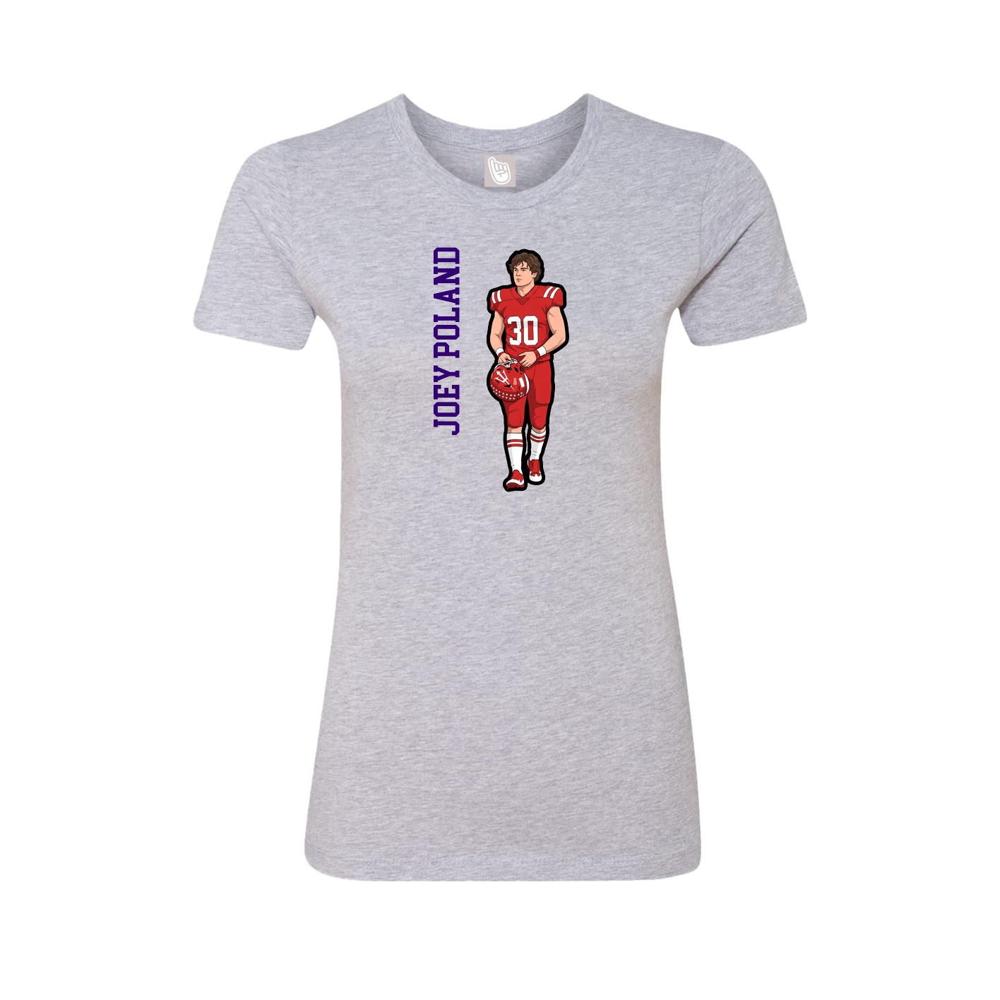 Womens Tee — Name Vertical in Grey