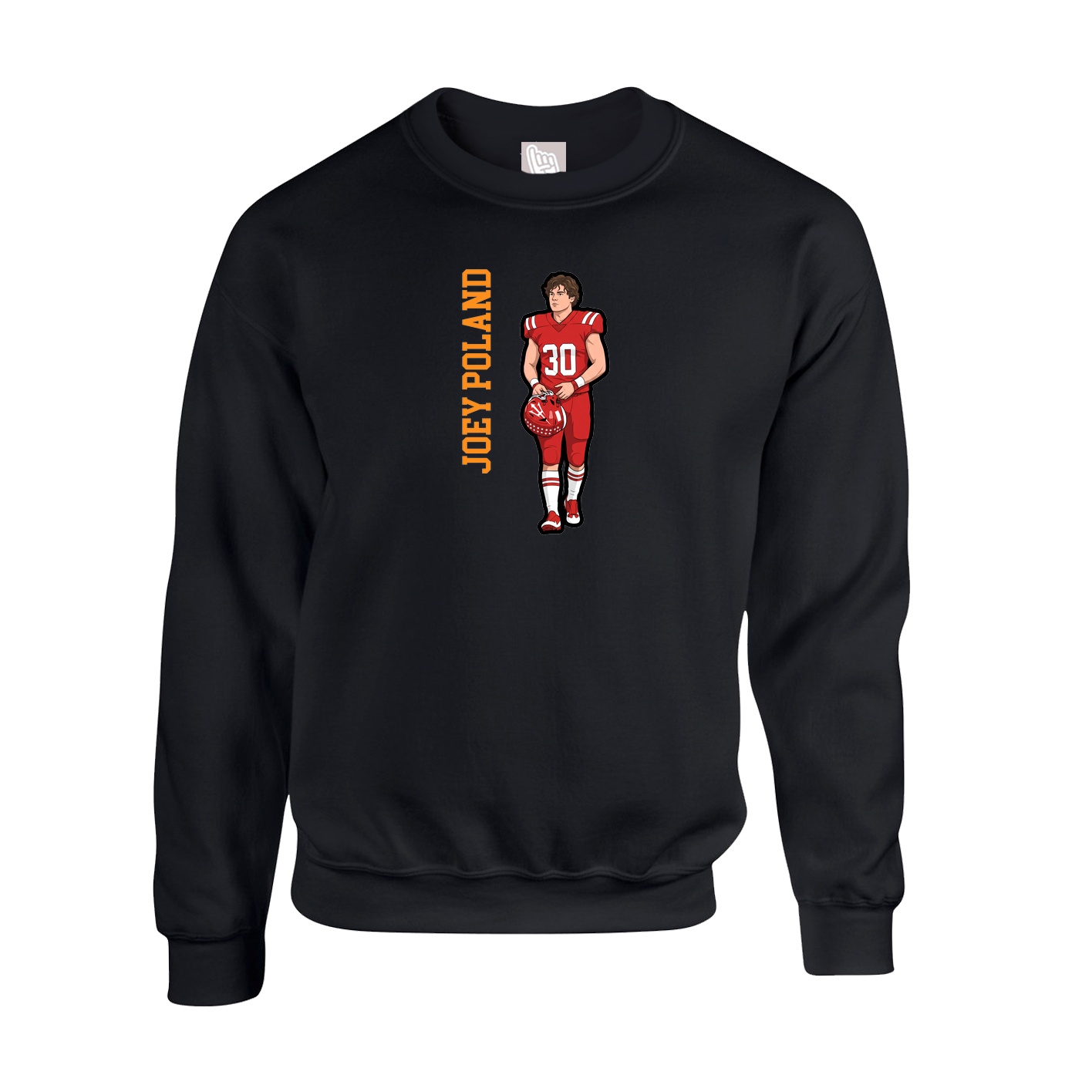 Fleece Crew — Name Vertical in Black