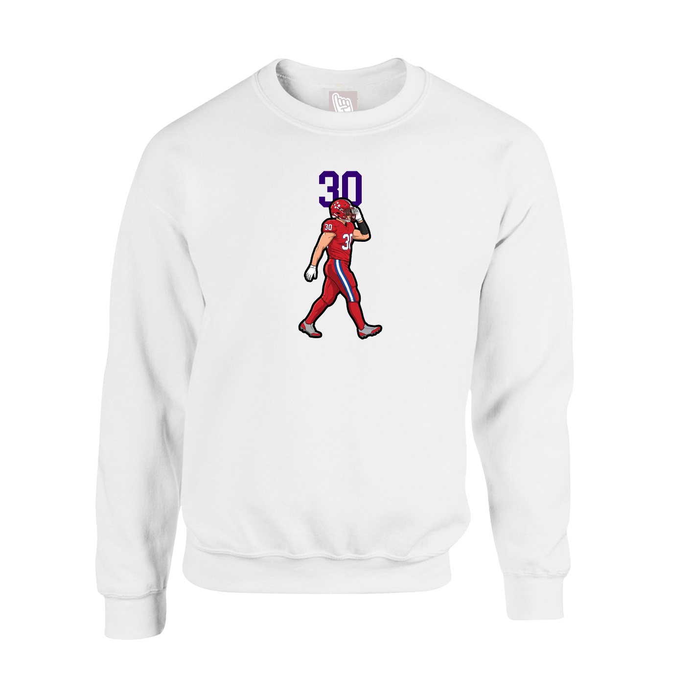Fleece Crew — Number Top in White