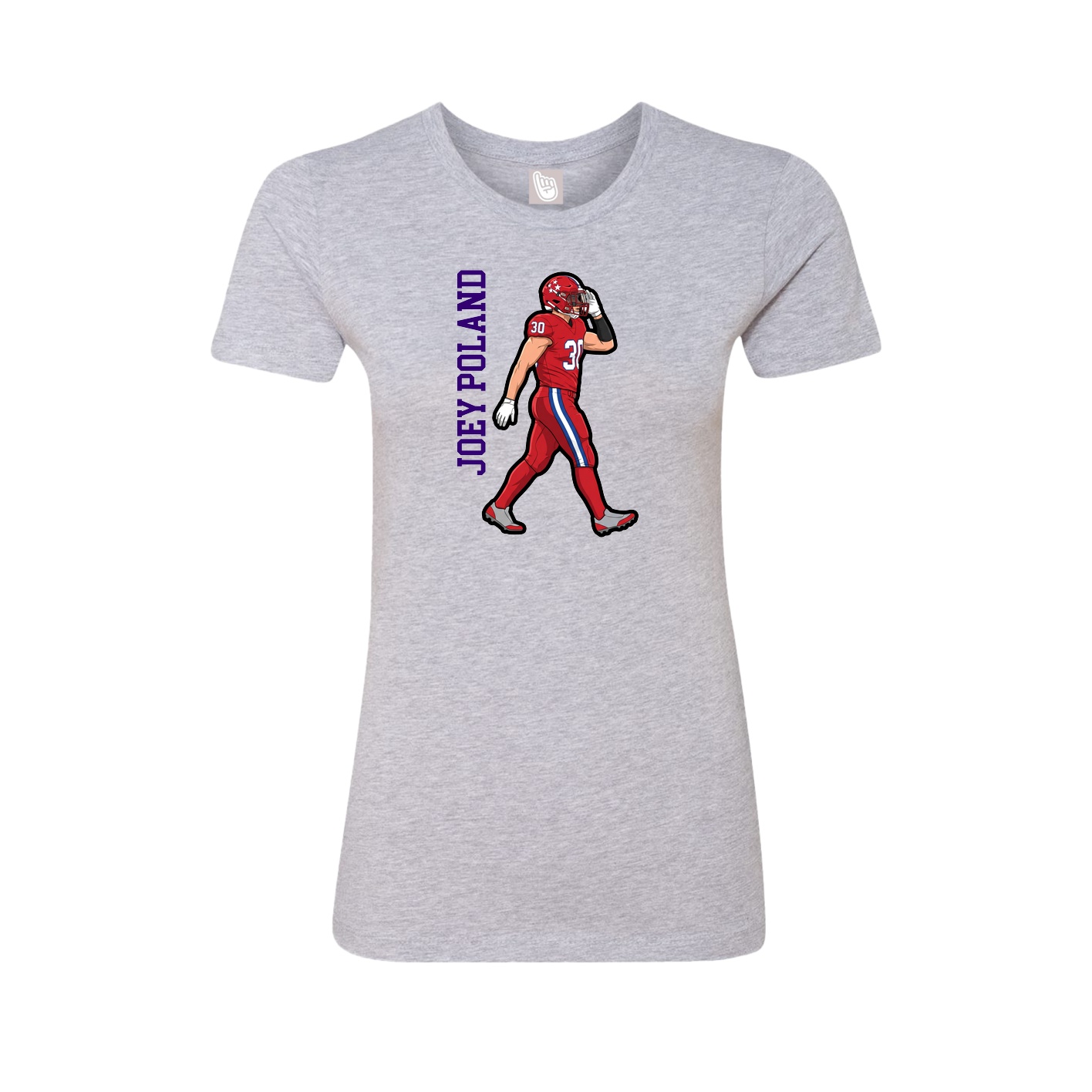 Fitted Women's Tee — Name Vertical in Grey