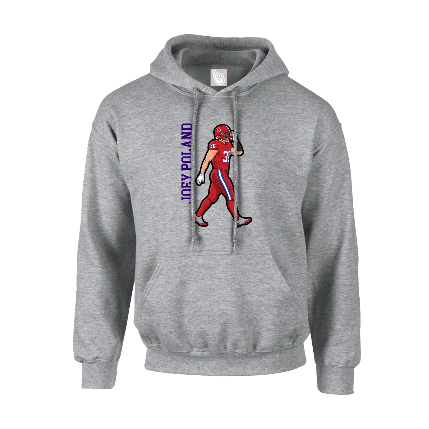 Youth Hoodie — Name Vertical in Grey