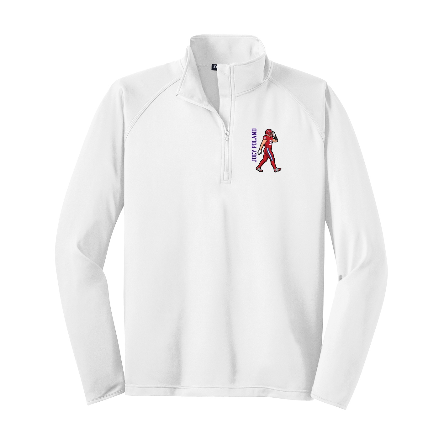 Q-Zip Pullover — Name Vertical in White