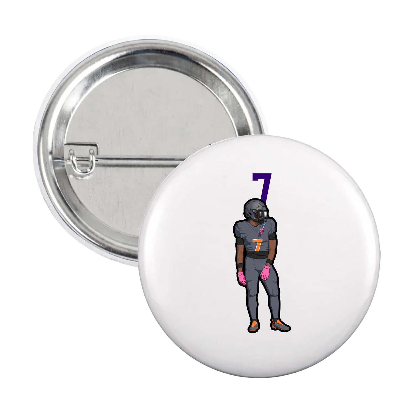 Game Day Button — Number Top in White