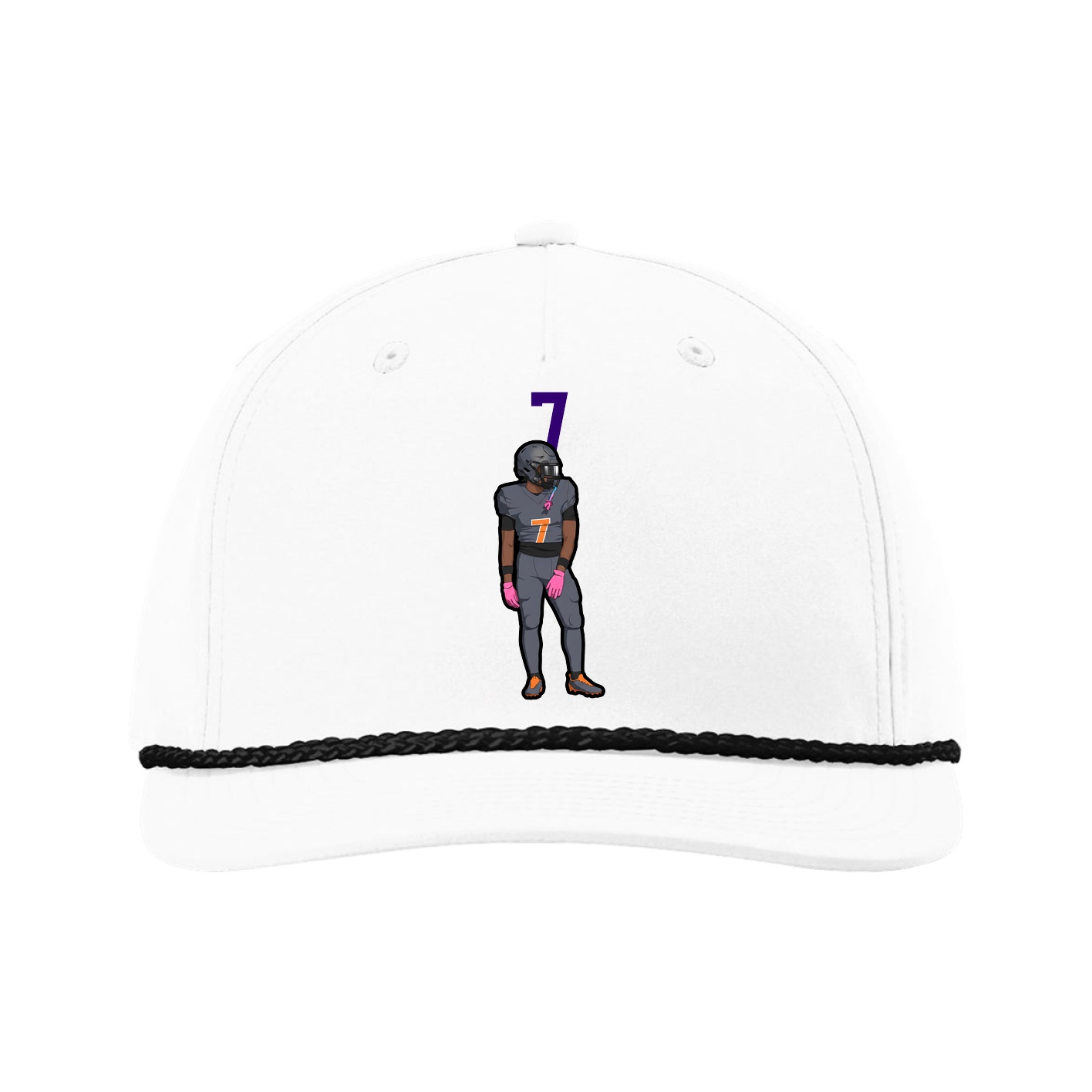 Five-Panel Classic Rope Cap — Number Top in White