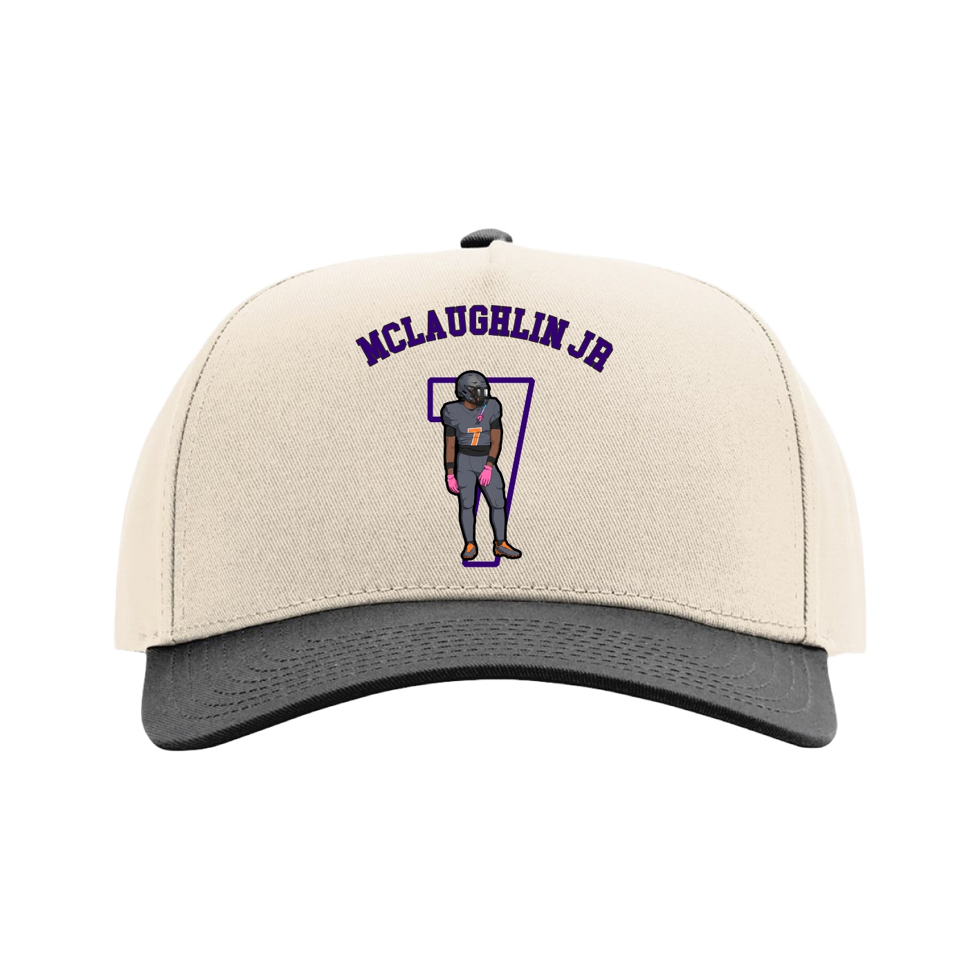 Full Fabric Five-Panel Champ Cap — Shirsey Arch in Cream/Black