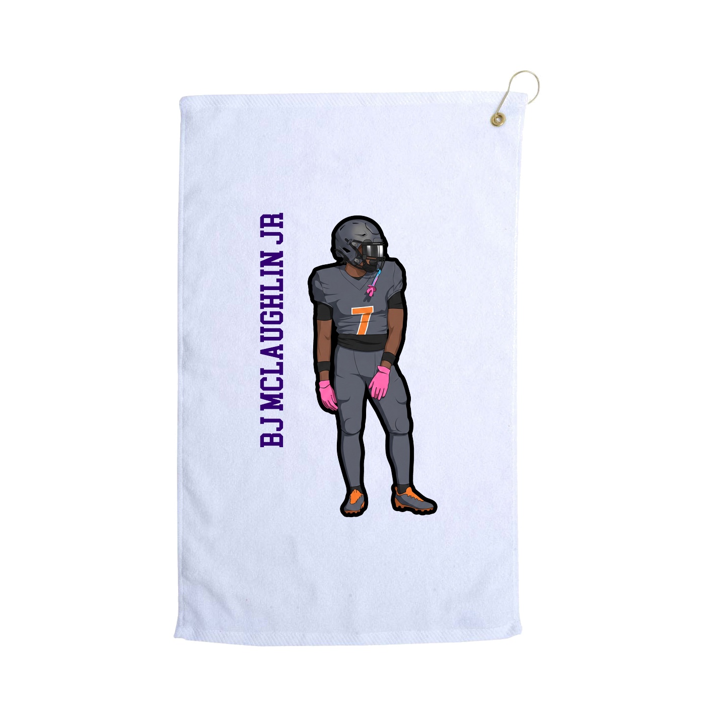 Golf Towel — Name Vertical in White
