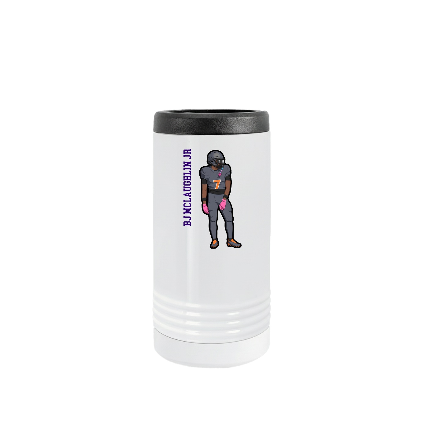 Slim Beverage Holder — Name Vertical in White