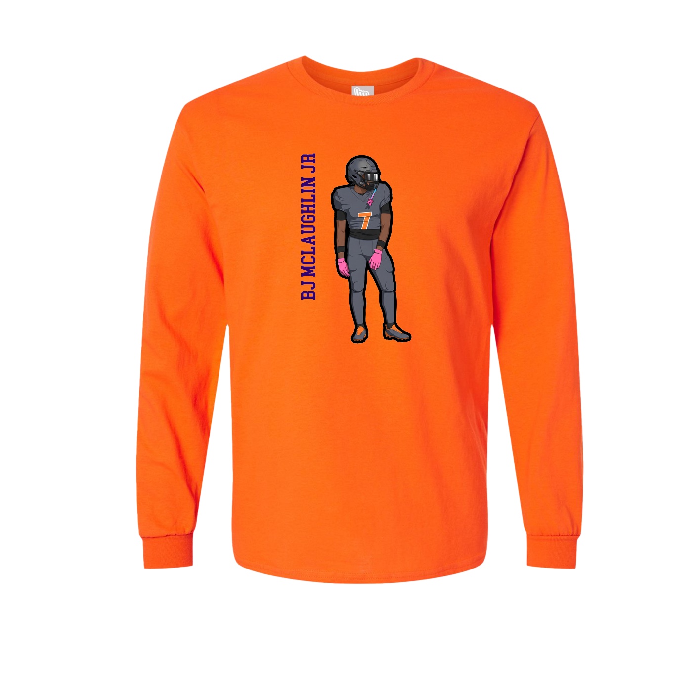 Long Sleeve Tee — Name Vertical in Orange
